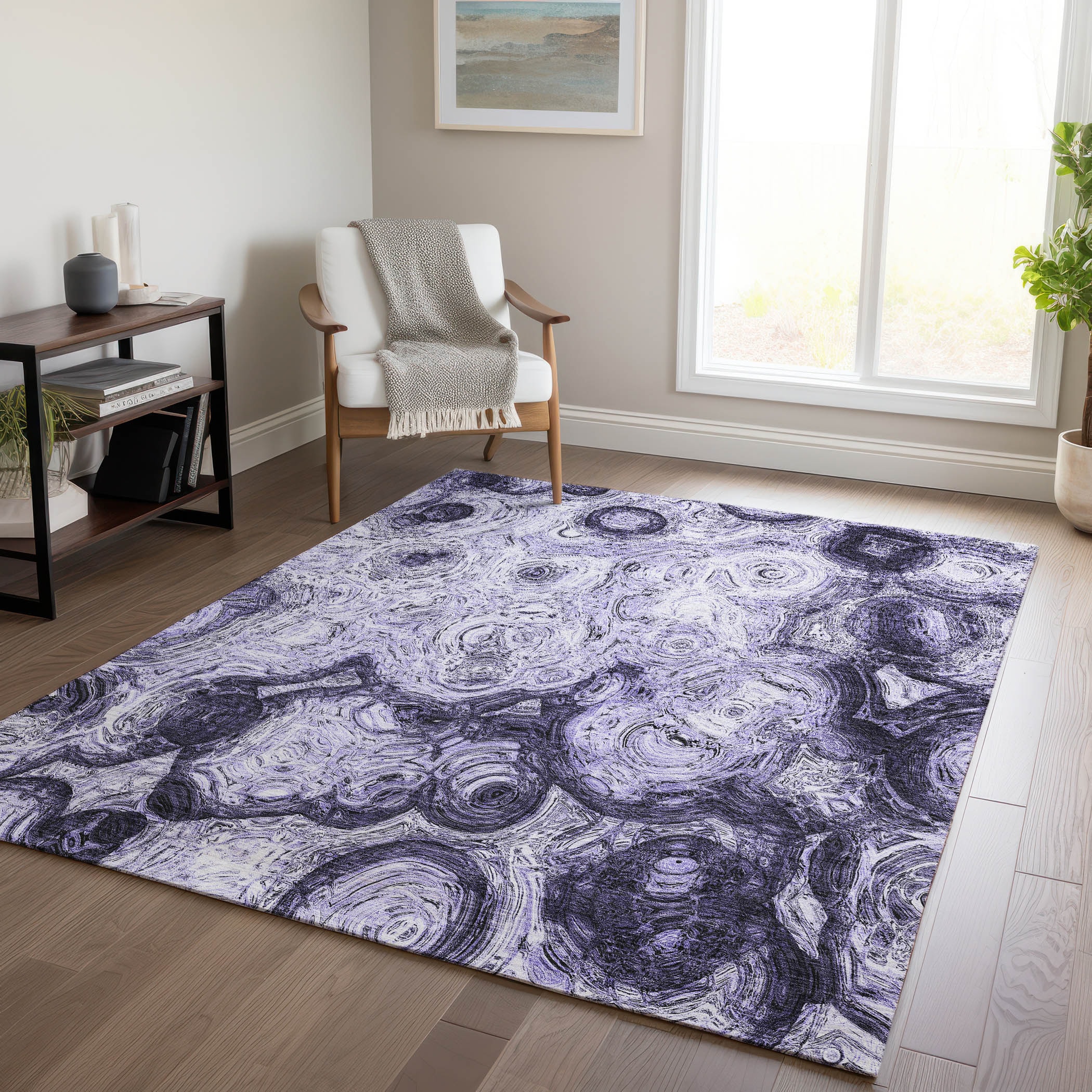 Addison Rugs ACN579PP8X10 Chantille ACN579PP 8 x 10 (ft) Polyester Purple Rectangular Indoor/Outdoor Geometric Machine washable Area rug