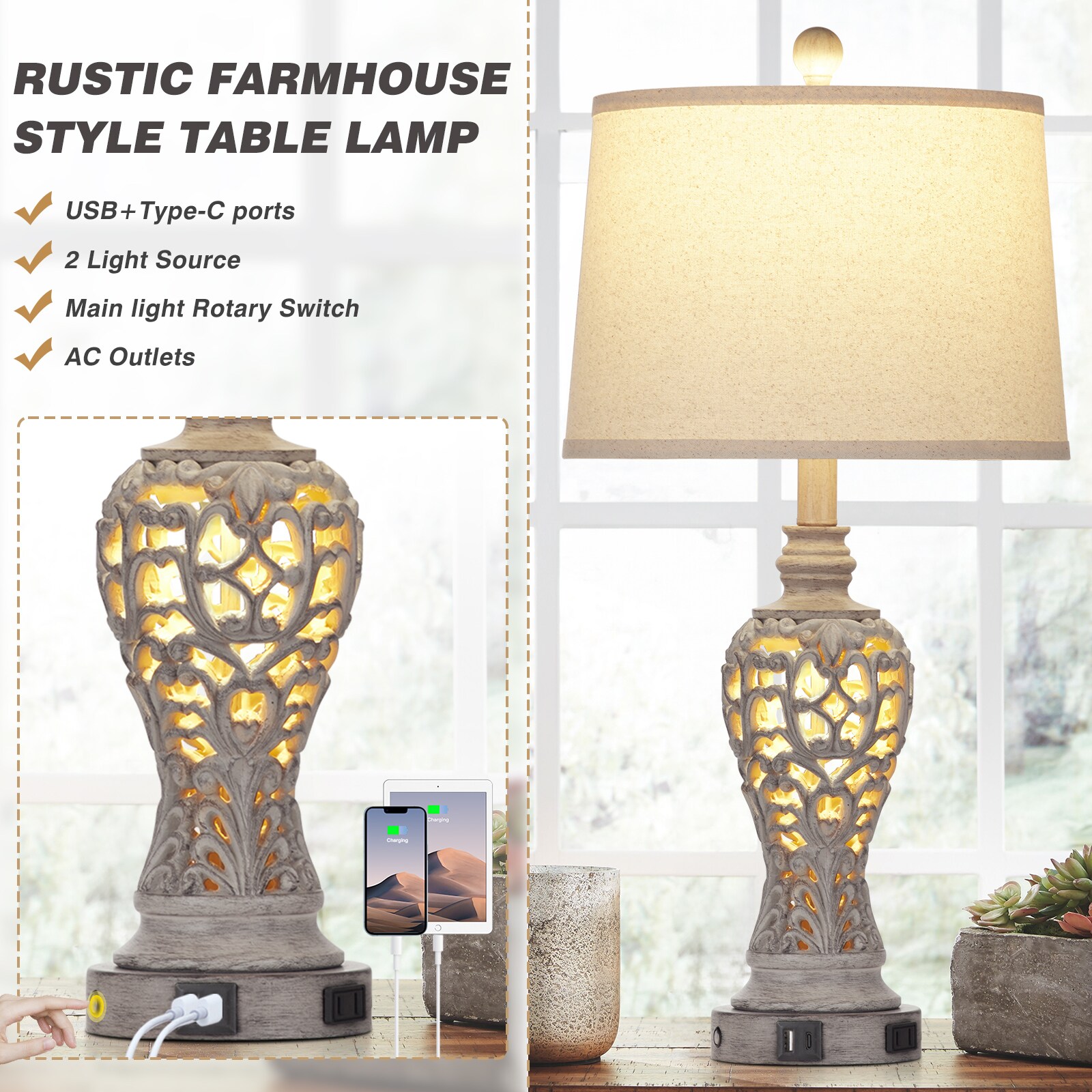 UrFurnishings TD-366 Table-Lamps - View #7