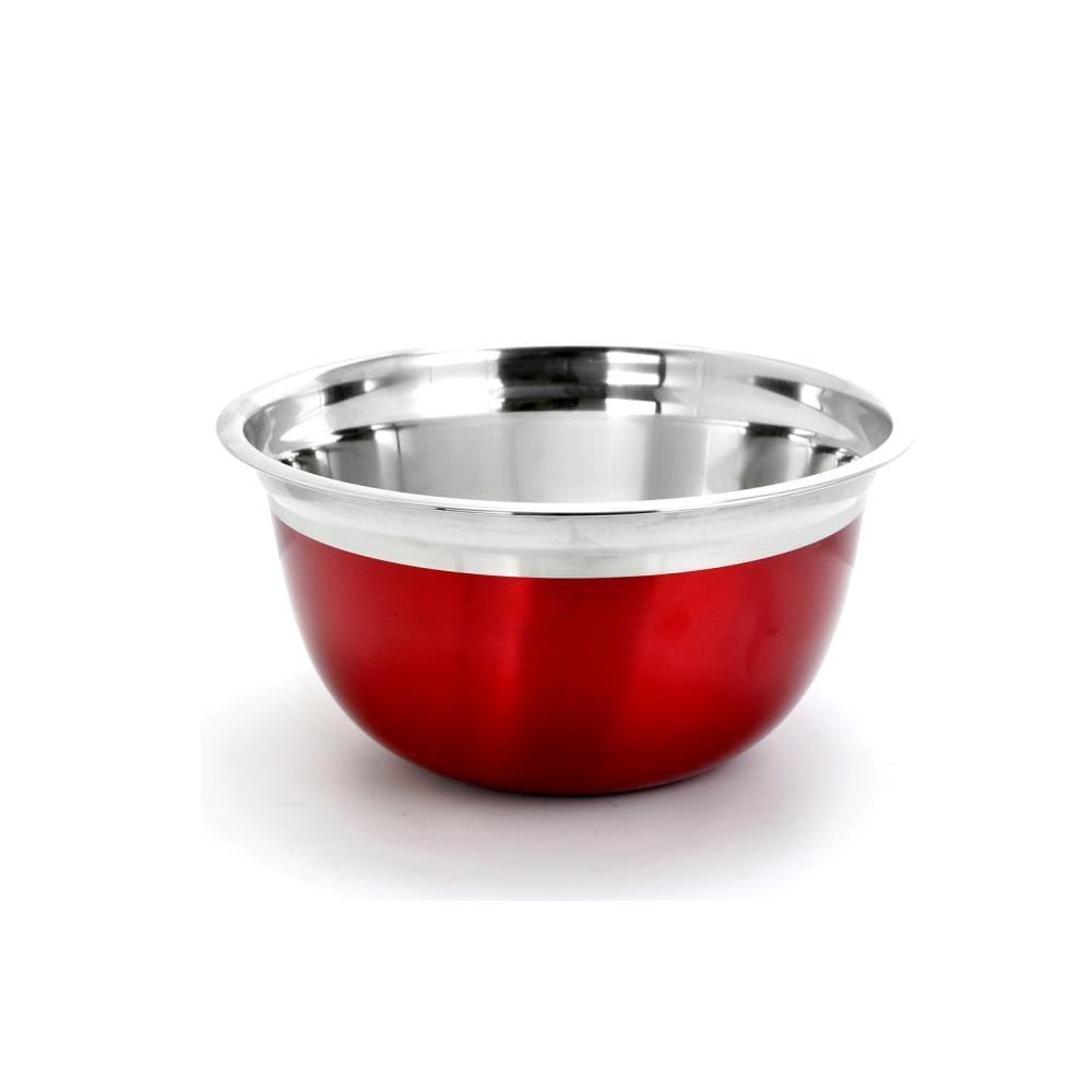 JoyJolt JoyFul 4 Kitchen Glass Food Mixing Bowls With Lids - Red