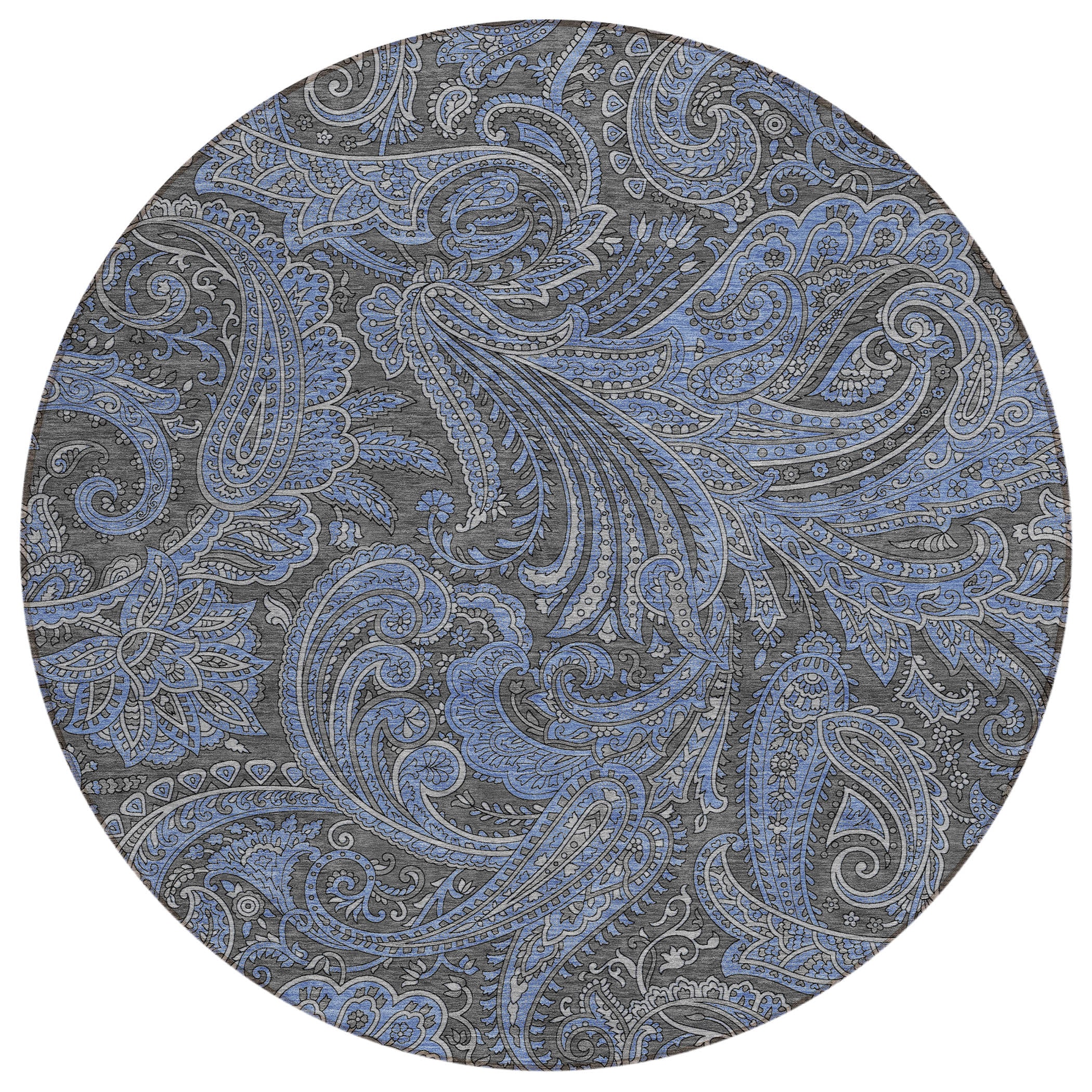 Addison Rugs ACN654CC8RO Chantille ACN654CC 8 x 8 (ft) Polyester Charcoal Round Indoor/Outdoor Geometric Machine washable Area rug