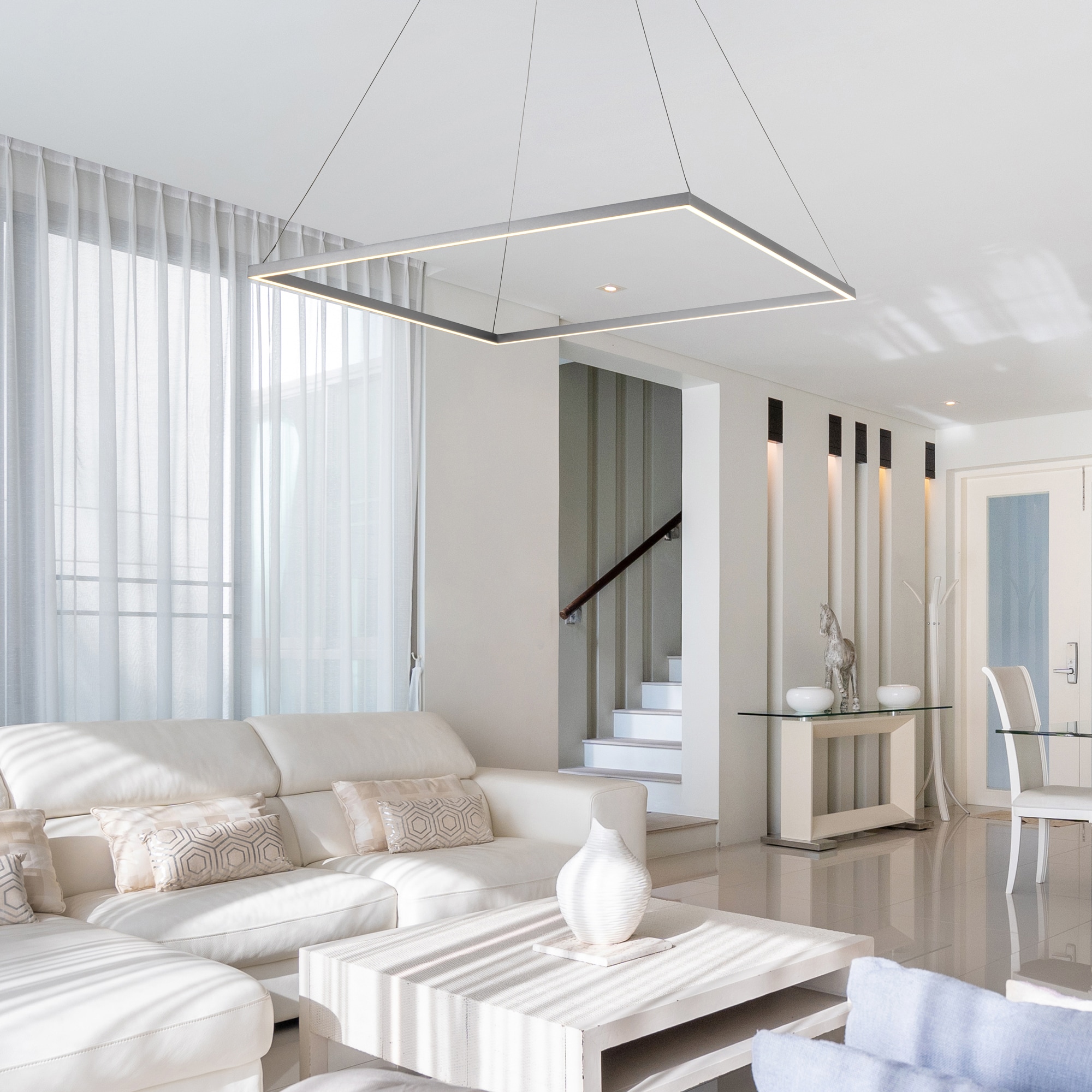 Atria 39.5" Silver LED Square Pendant Light
