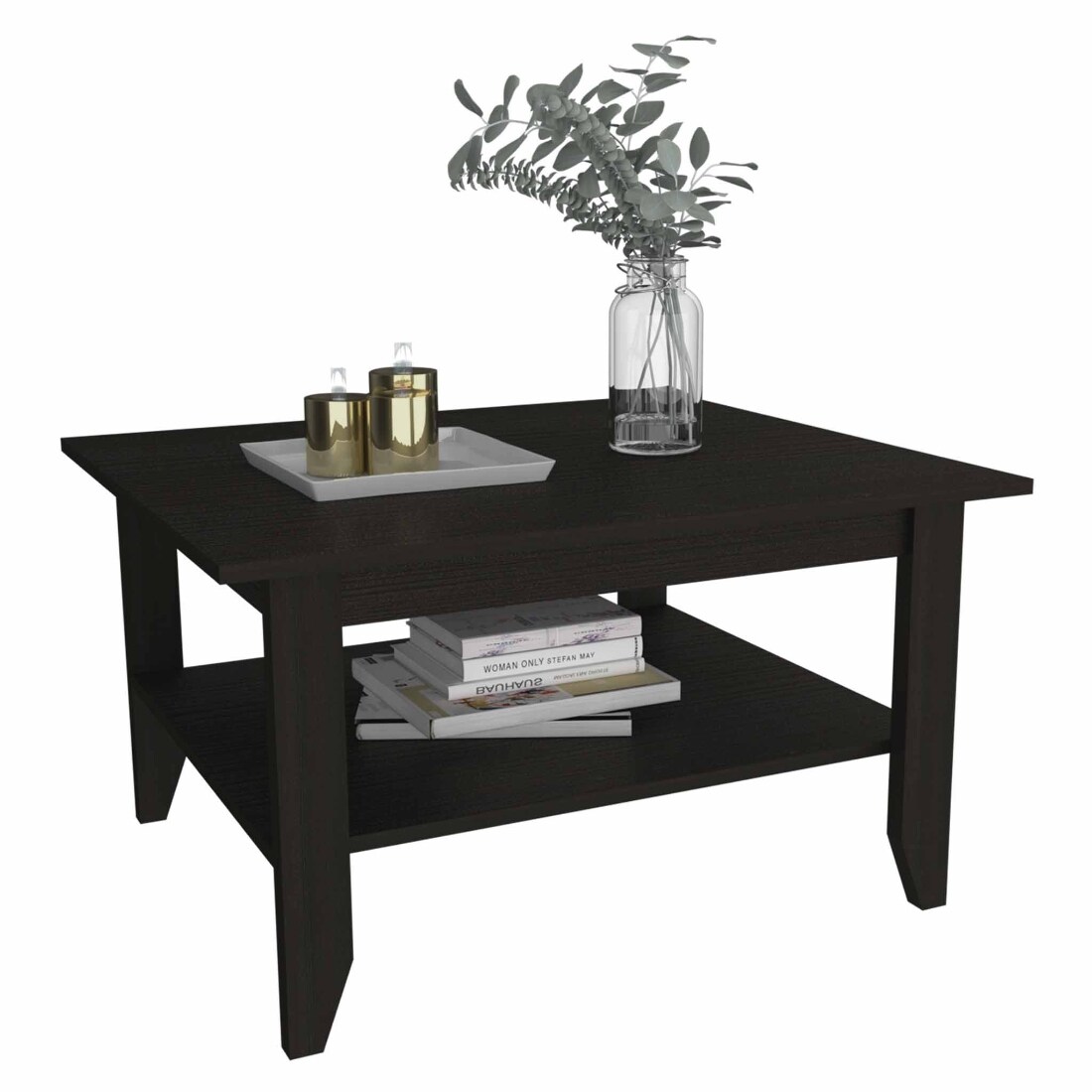 HomeRoots 4000403740 Black Wengue Particleboard Modern Coffee Table with Storage