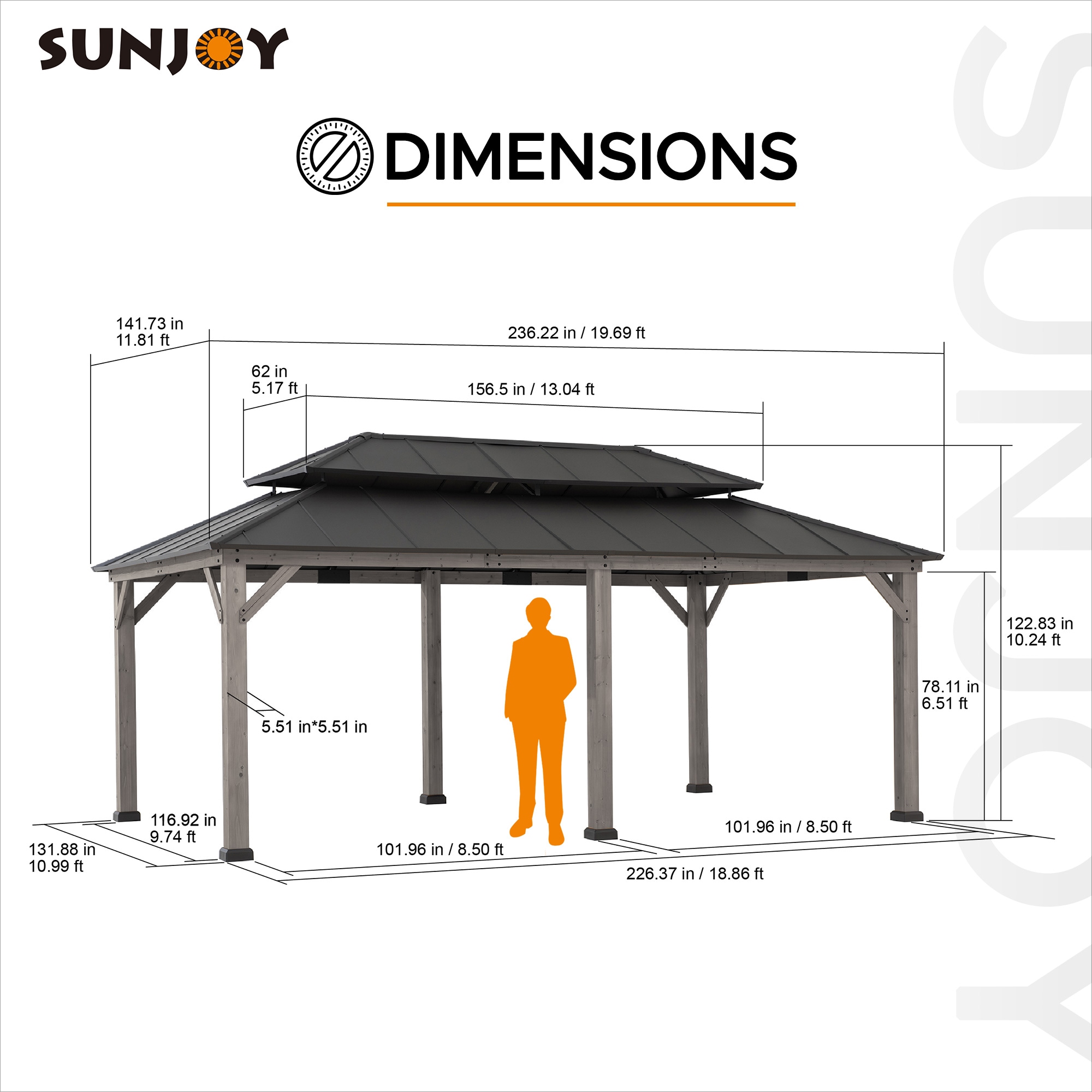 Sunjoy A102032641 Wood-Resin-Gazebos - View #5