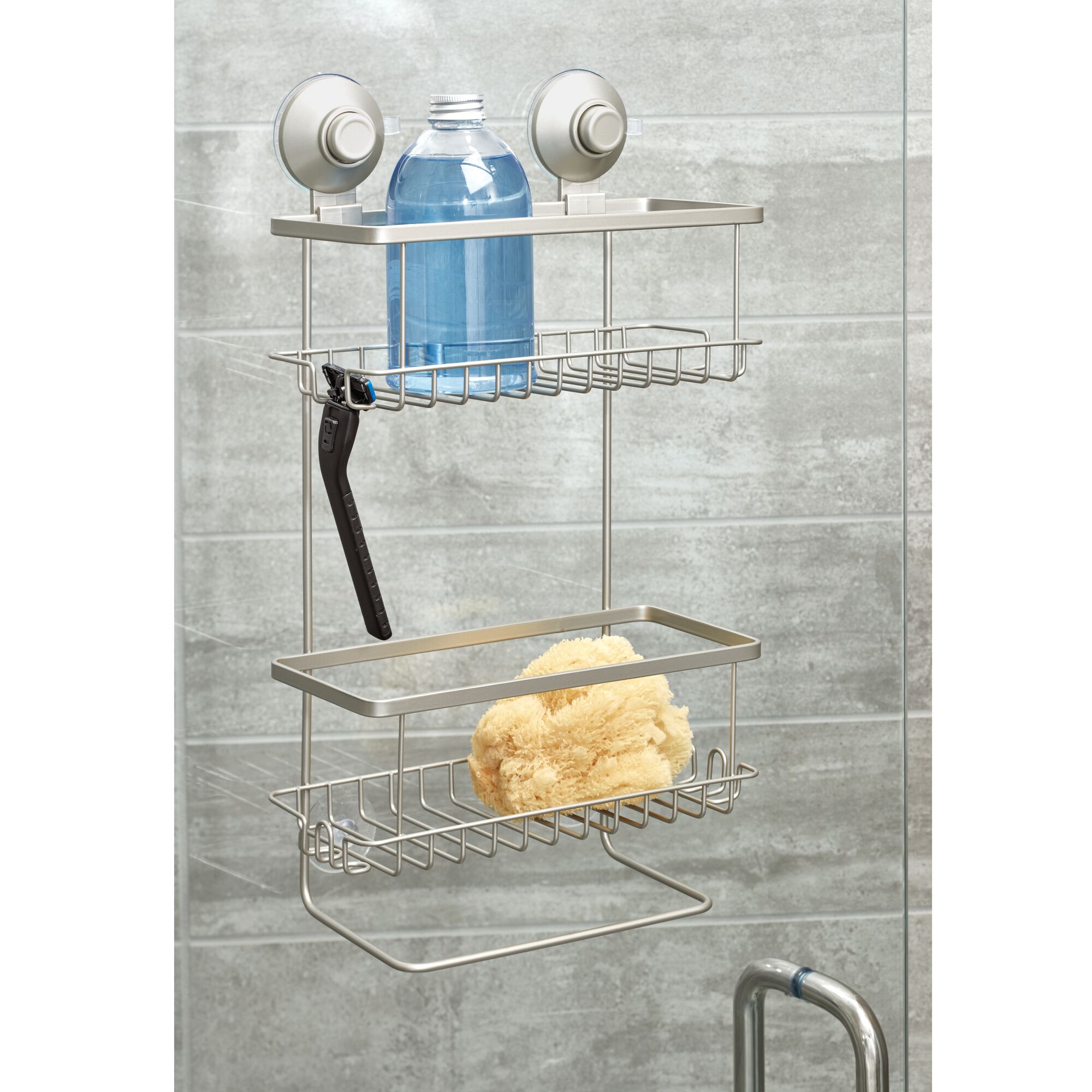 Style Selections Satin Nickel Aluminum 1-Shelf Hanging Shower Caddy  10.26-in x 5.11-in x 3.06-in in the Bathtub & Shower Caddies department at