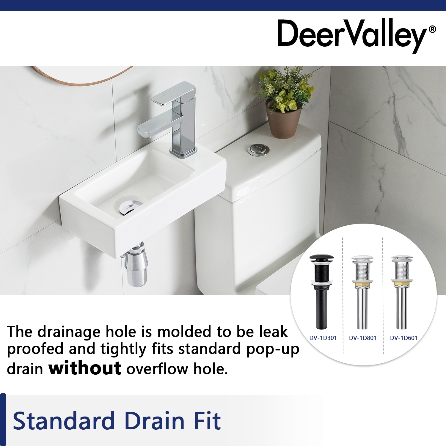 White Ceramic Rectangular Wall Mount Bathroom Sink