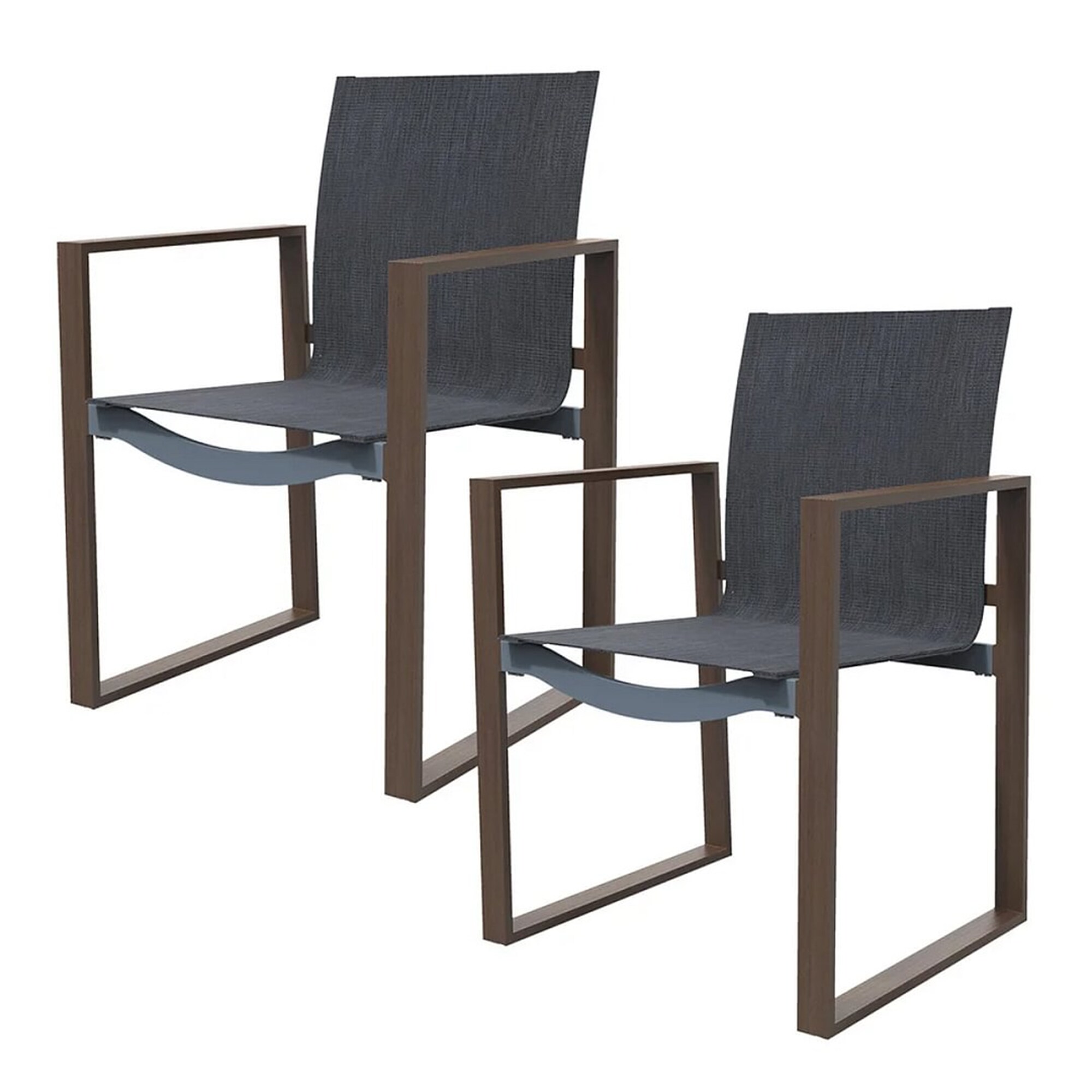 Clihome CL7500040001001 Set of 2 Brown Metal Frame Stationary Dining Chair with Gray Cushioned Seat