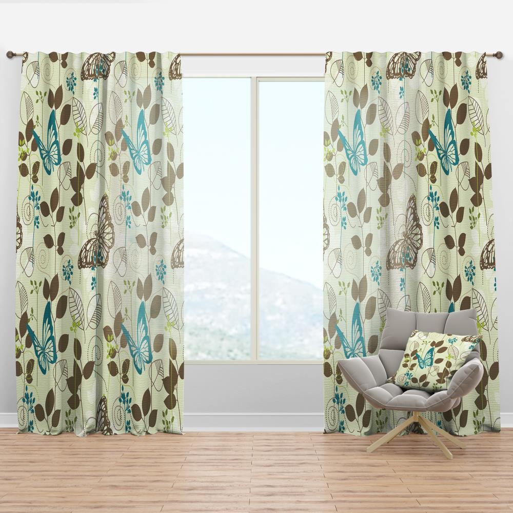 Designart CTN19236-52-108 108-Inches Brown Abstract Room darkening Thermal lined Rod pocket Single curtain panel