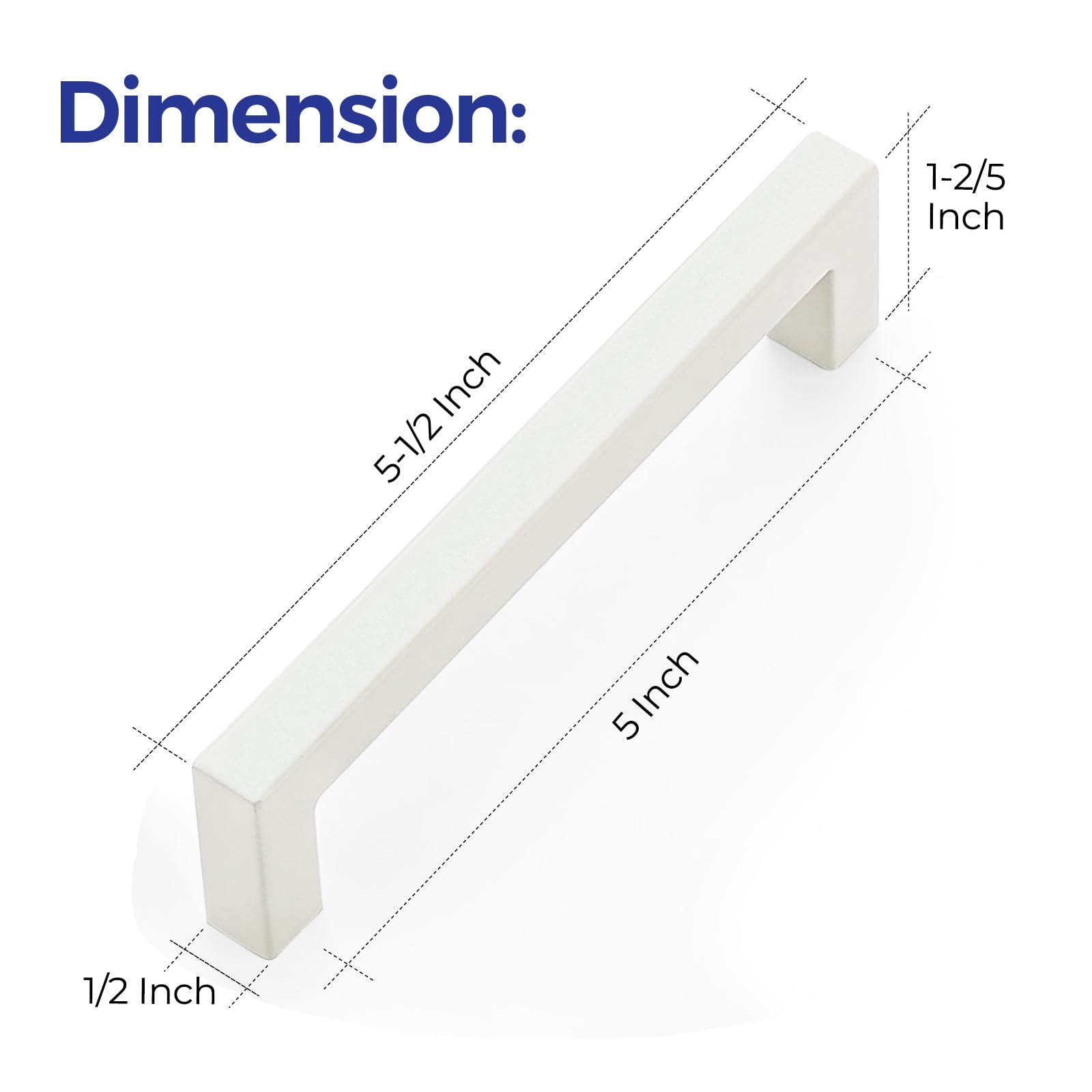 Misopily 30 Pack 5 Inch White Square Cabinet Handles for Kitchen ...