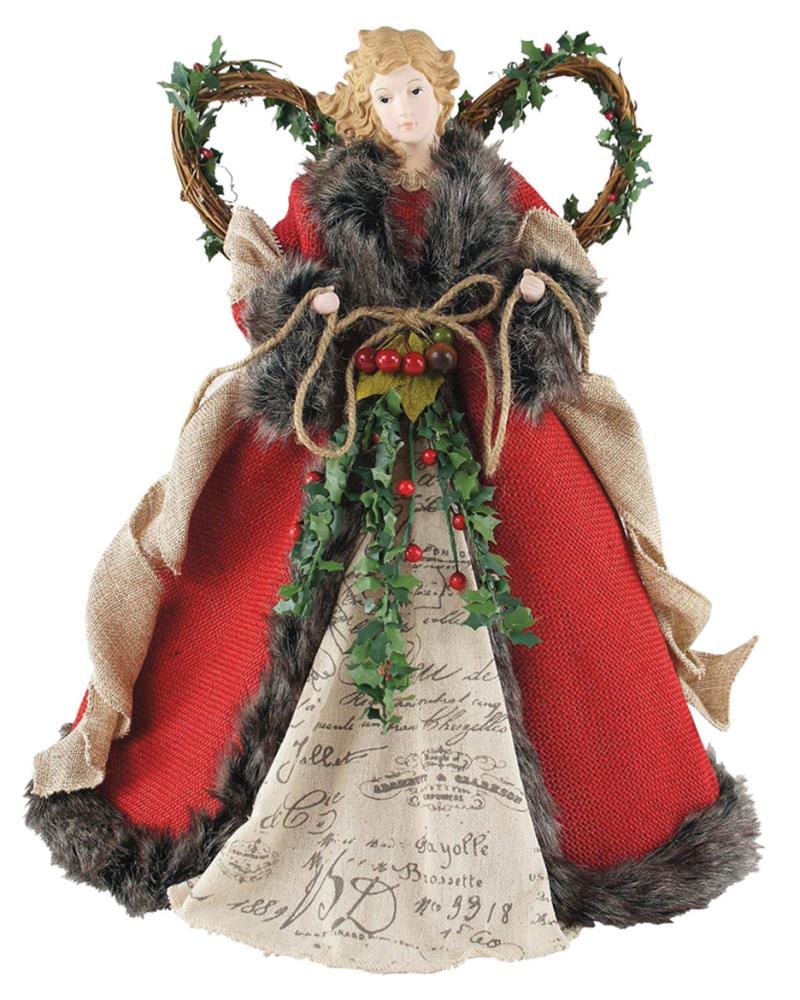 red angel tree topper lighted