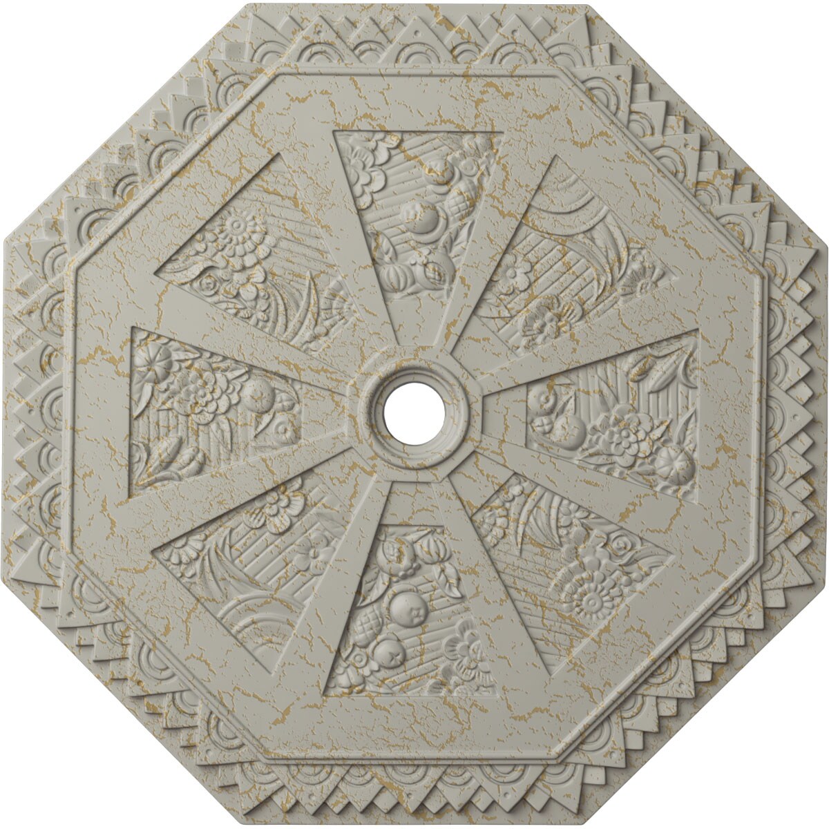 Ekena Millwork CM30SPPCC Spring Octagonal 29.125-in W x 29.125-in L Painted Pot Of Cream Crackle Polyurethane Whole Ceiling Medallion