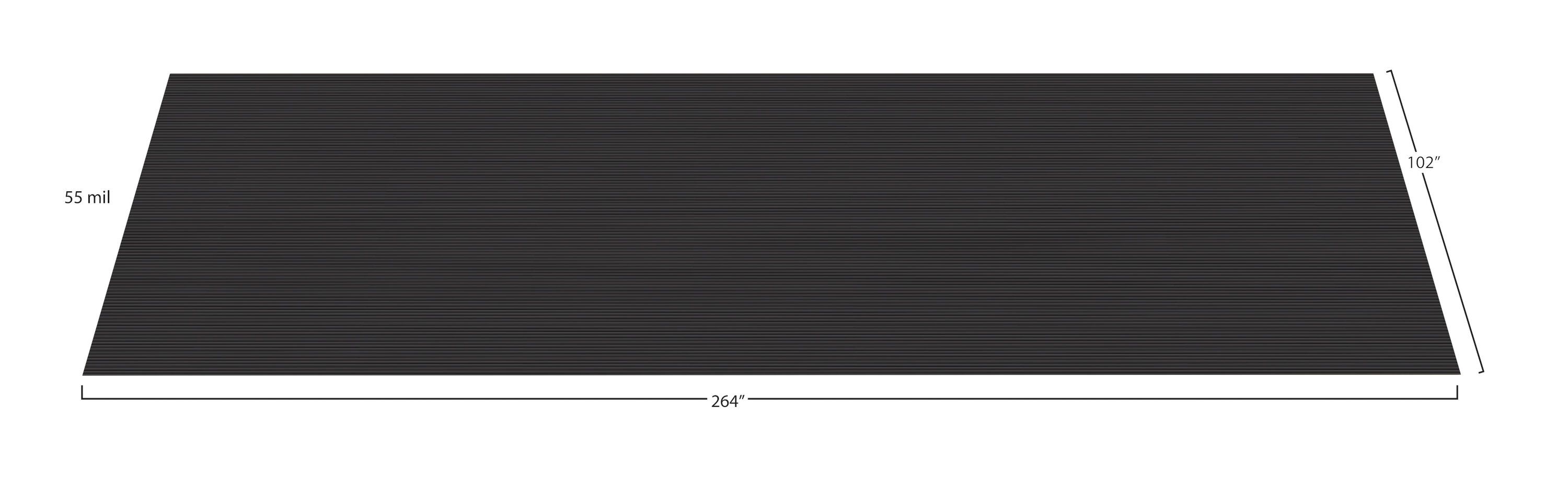 Midnight Black Ribbed PVC Garage Flooring Roll, 8.5 ft x 22 ft