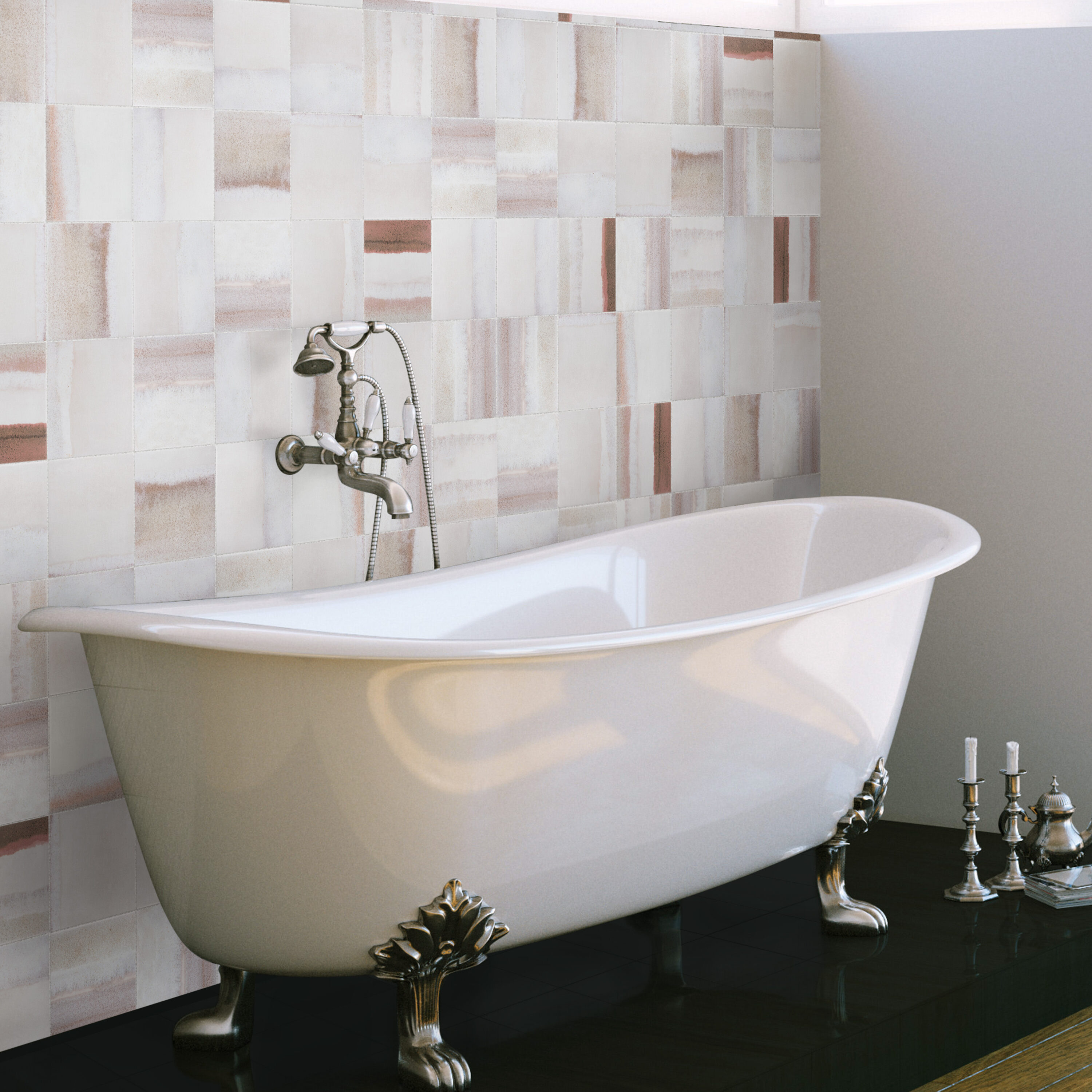 Bone Red 6" x 6" Porcelain Stone Look Floor and Wall Tile