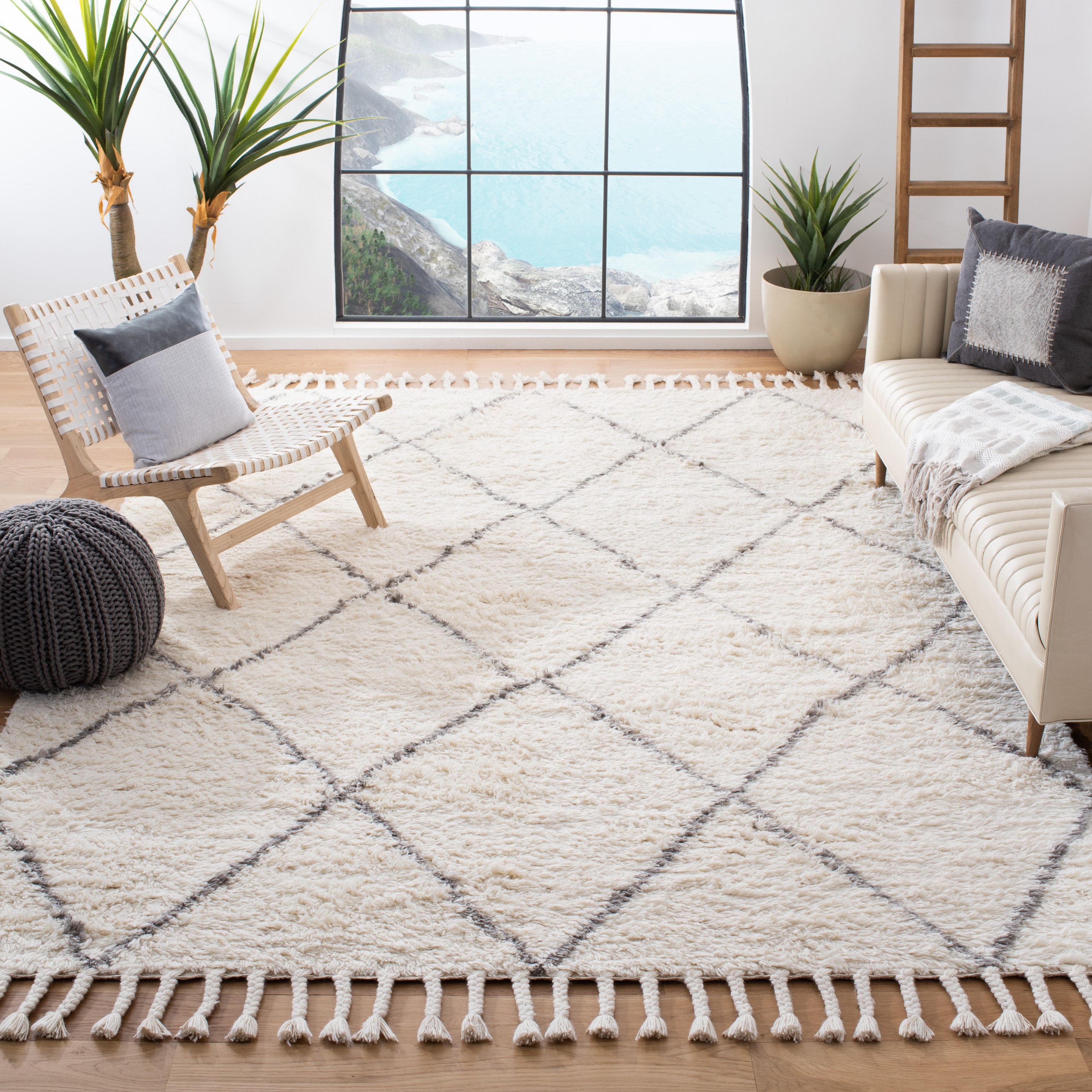 Safavieh CSB951F-8 Casablanca Taake 8 x 10 (ft) Wool Gray/Ivory Rectangular Indoor Abstract Moroccan Area rug