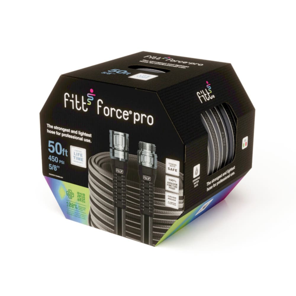 FITT FORCE PRO 5/8-in x 50-ft Premium -Duty Kink Free Hybrid polymer Gray Flat Hose #FFP59006
