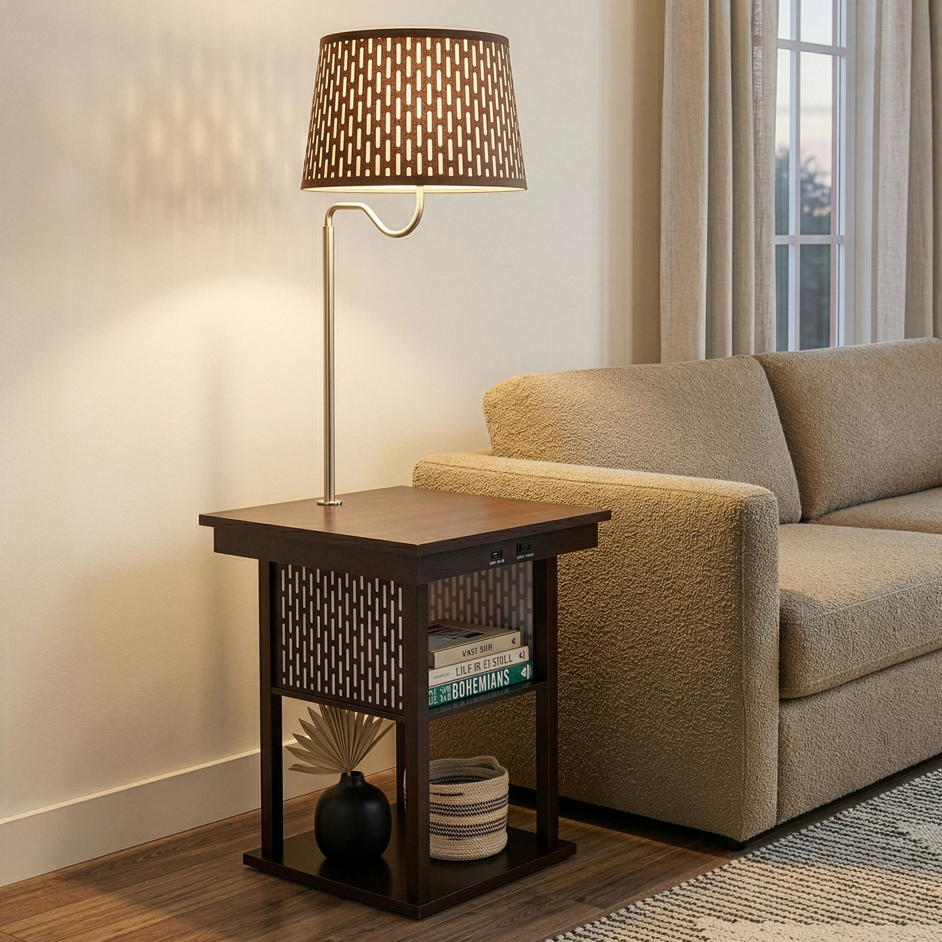Brightech 56-in Madison 2-in-1 Bedside LED Table Lamp with Wireless Charging Pad and USB Port (2-Pack)