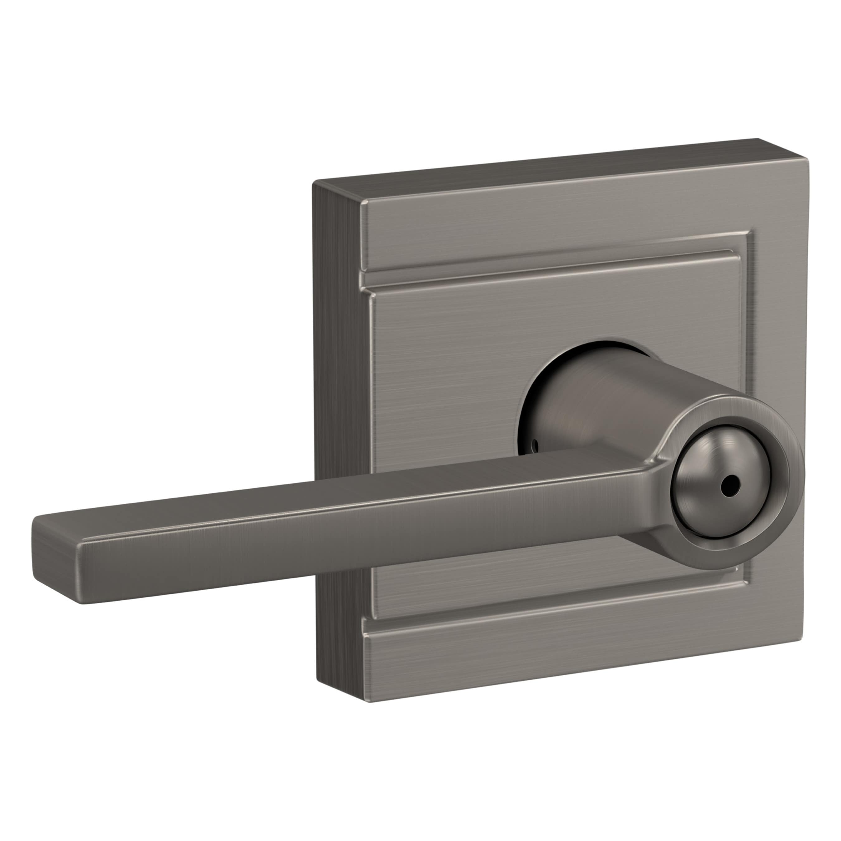Schlage F40 LAT 619 ULD Latitude-Upland Satin Nickel Universal Interior Bed/Bath Privacy Door Handle