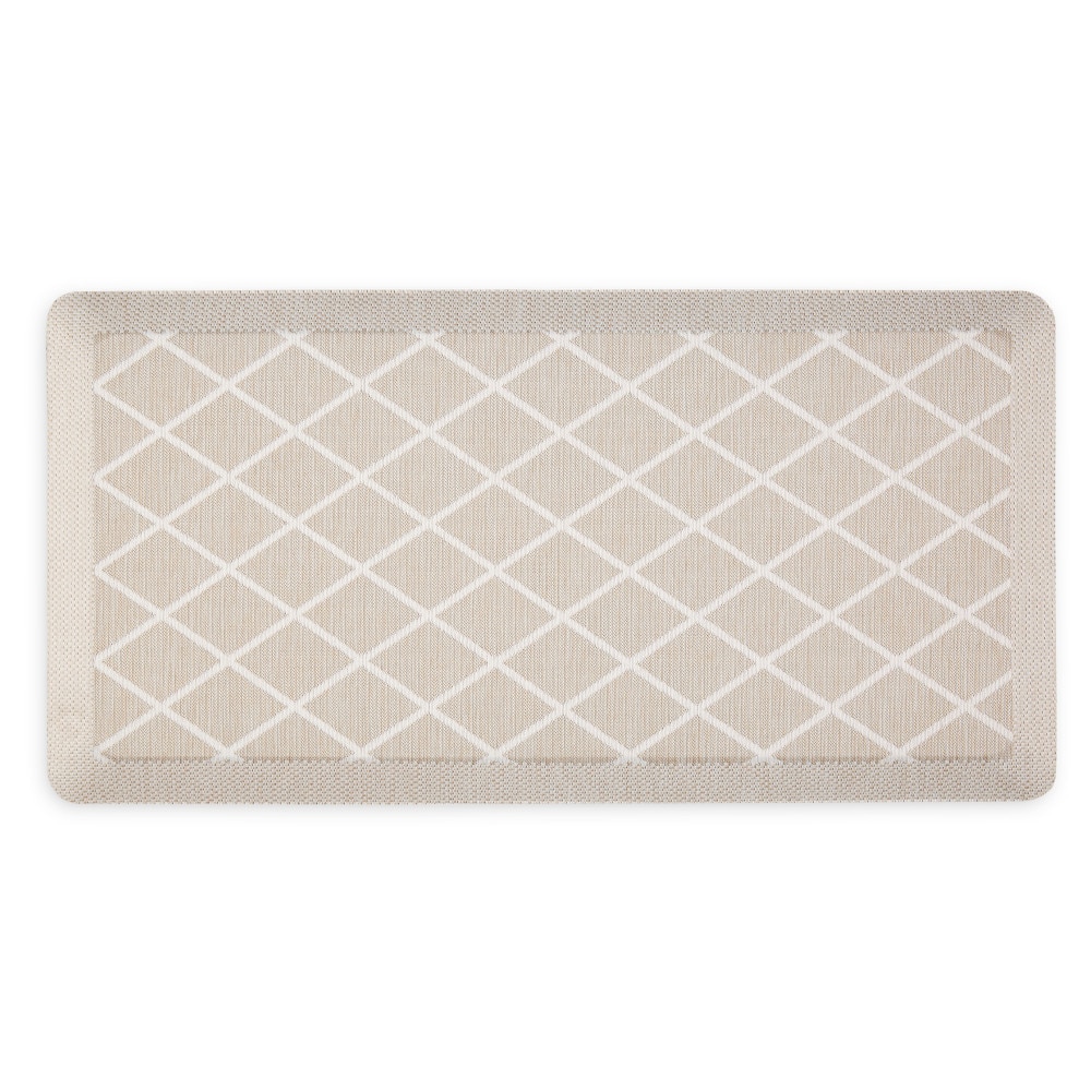 Beige Trellis Memory Foam Anti-Fatigue Kitchen Mat