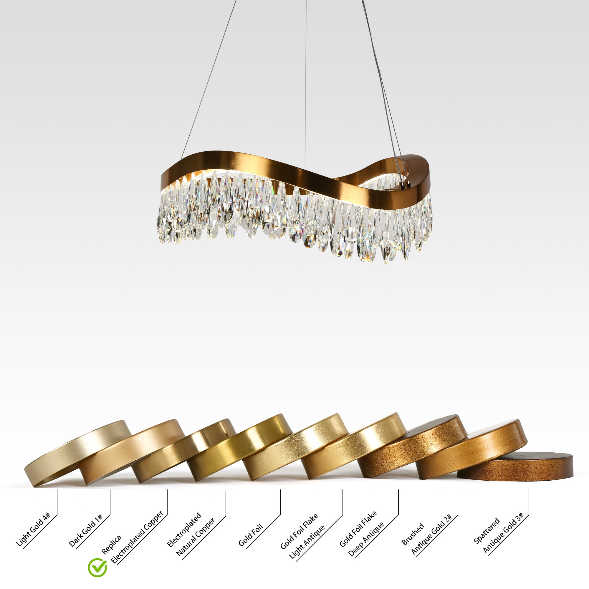 Modern Gold Brass LED Crystal Drum Chandelier
