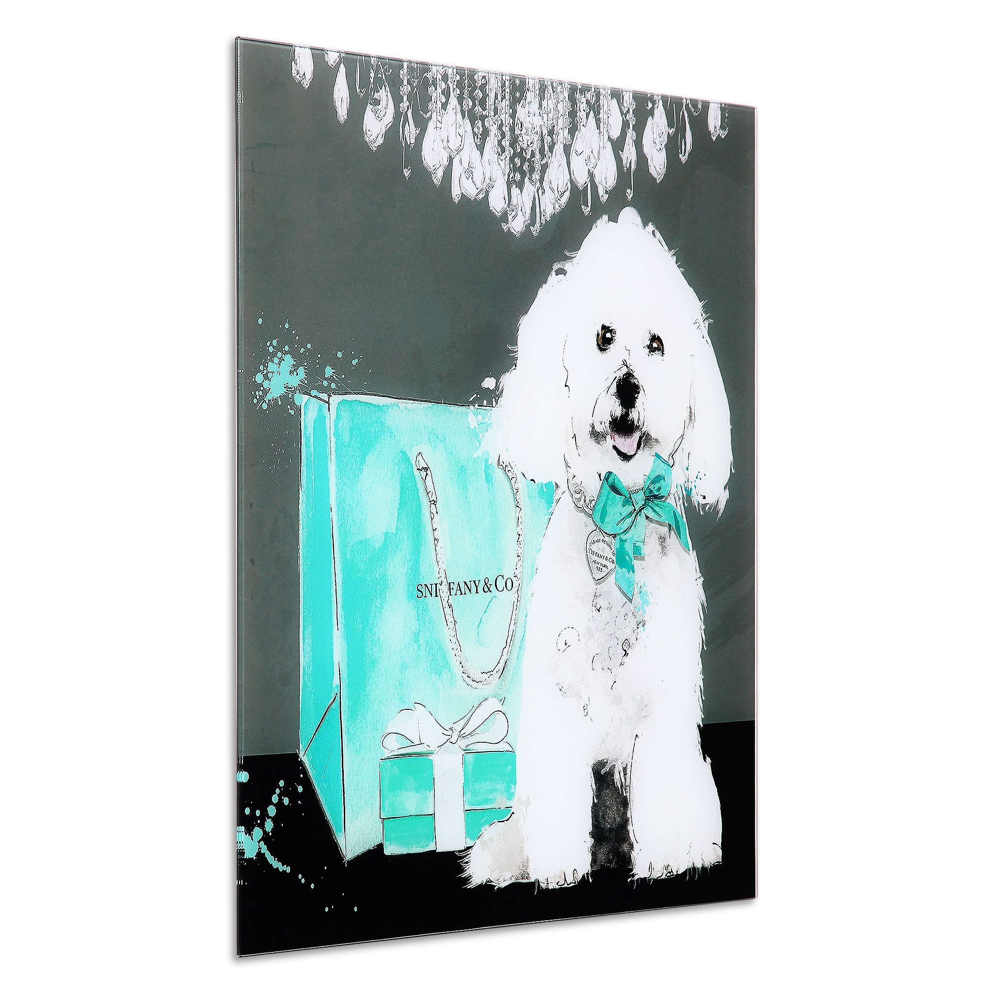 Empire Art Direct Poodle Black and White Pet Paintings on Reverse Printed  Glass Framed Dog Wall Art, 24 x 18 x 1, Ready to Hang 