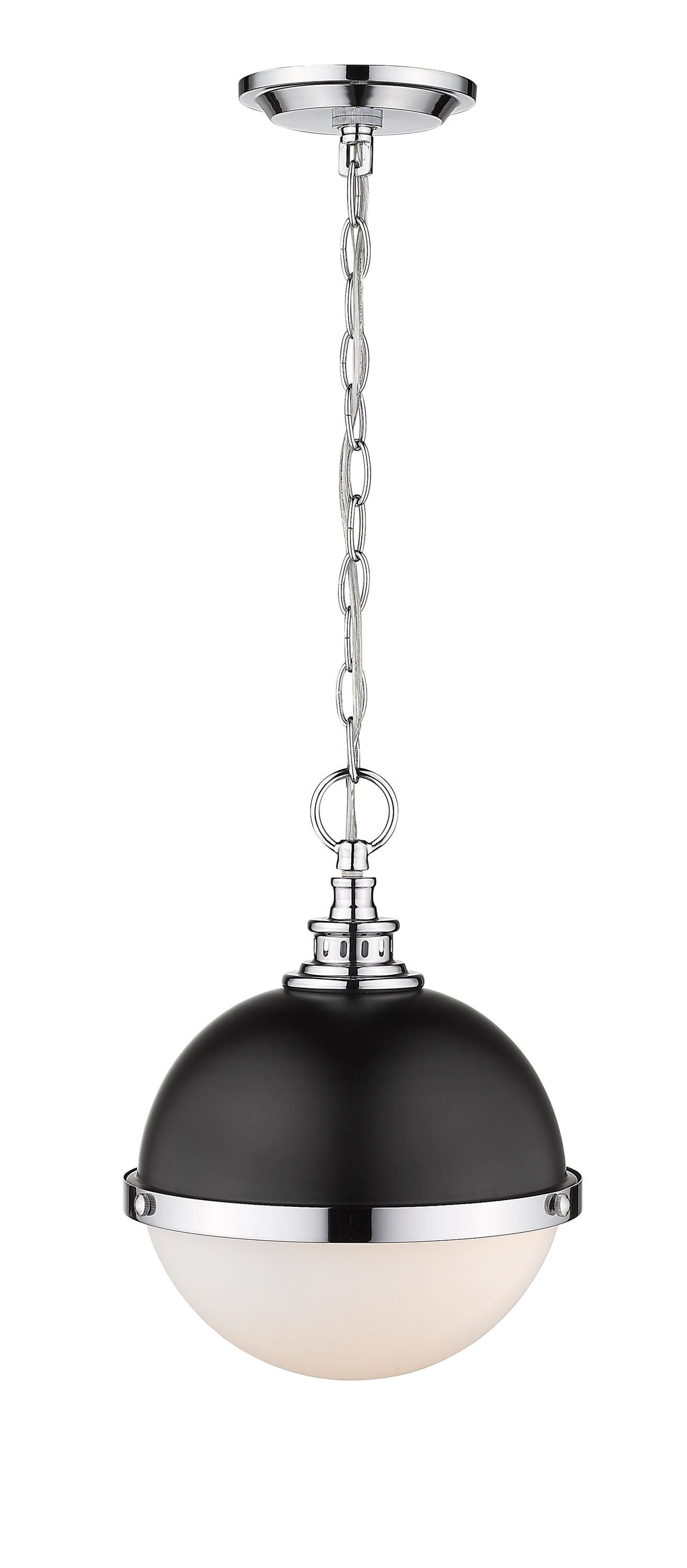 Peyton Matte Black and Chrome Mini Globe Pendant Light