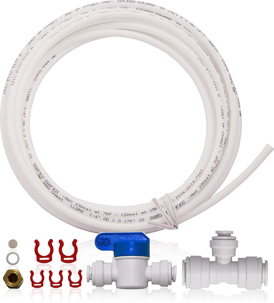 Length 25ft ,1/4-Inch O.D Tube Quick Connect Kit, Fridge Water Line Connection and Ice Maker Installation Kit for Reverse Osmosis RO Systems & Water
