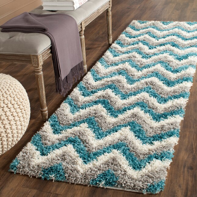 Safavieh Kids Shag 2 x 5 Blue Indoor Chevron Kids Throw Rug Safavieh Kids Shag 2 x 5 Blue Indoor Chevron Kids Throw Rug