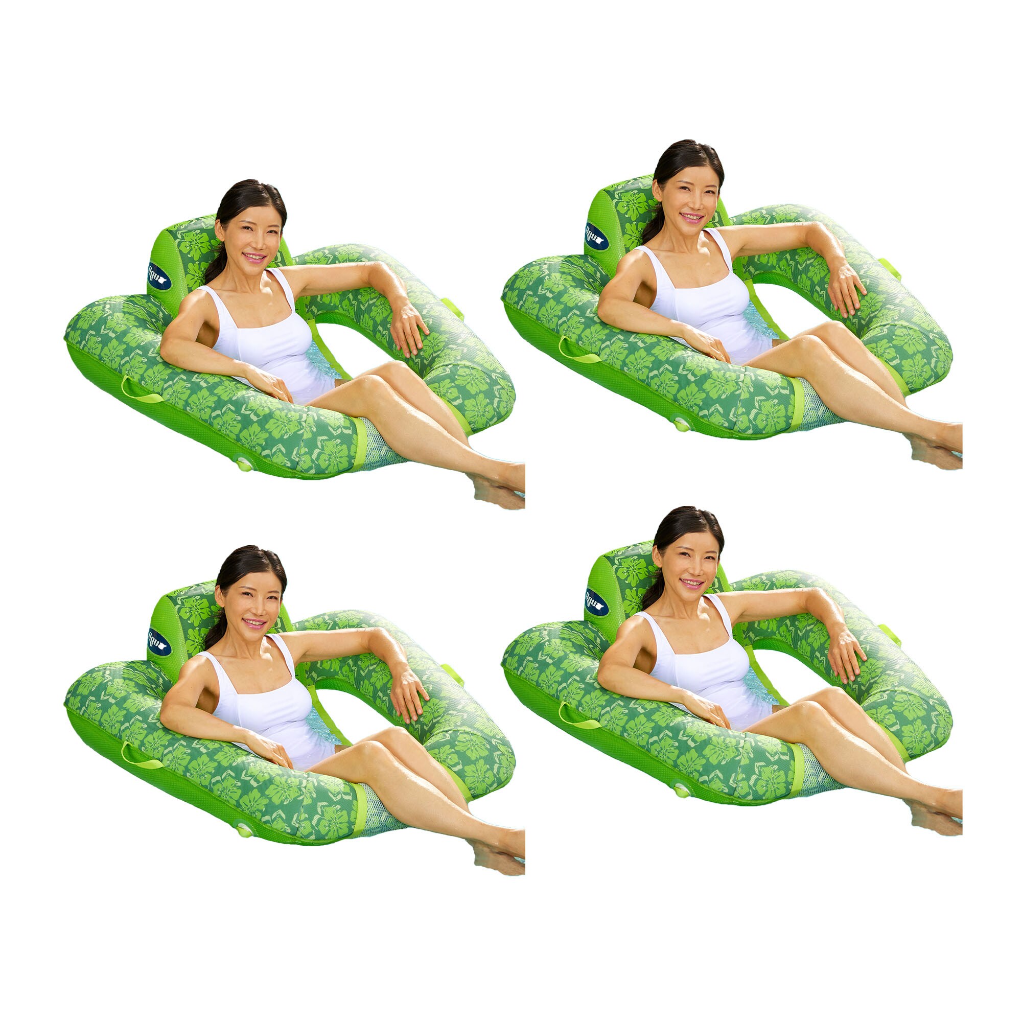 Aqua Leisure 289015 40-Inches x 40-Inches Green Inflatable lounger 4 -Pack