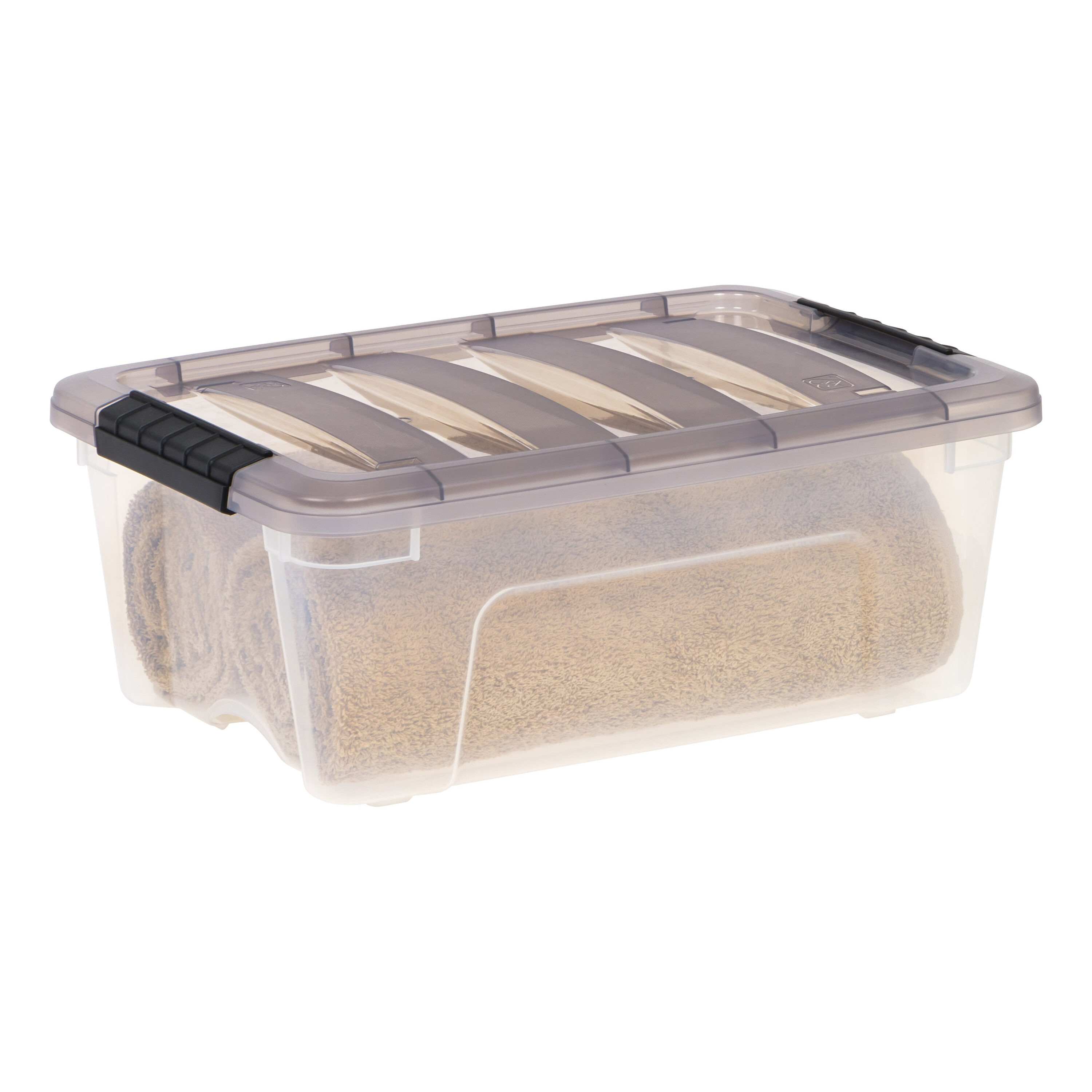 Iris Stack and Pull Plastic Storage Box, Clear, 53 qt