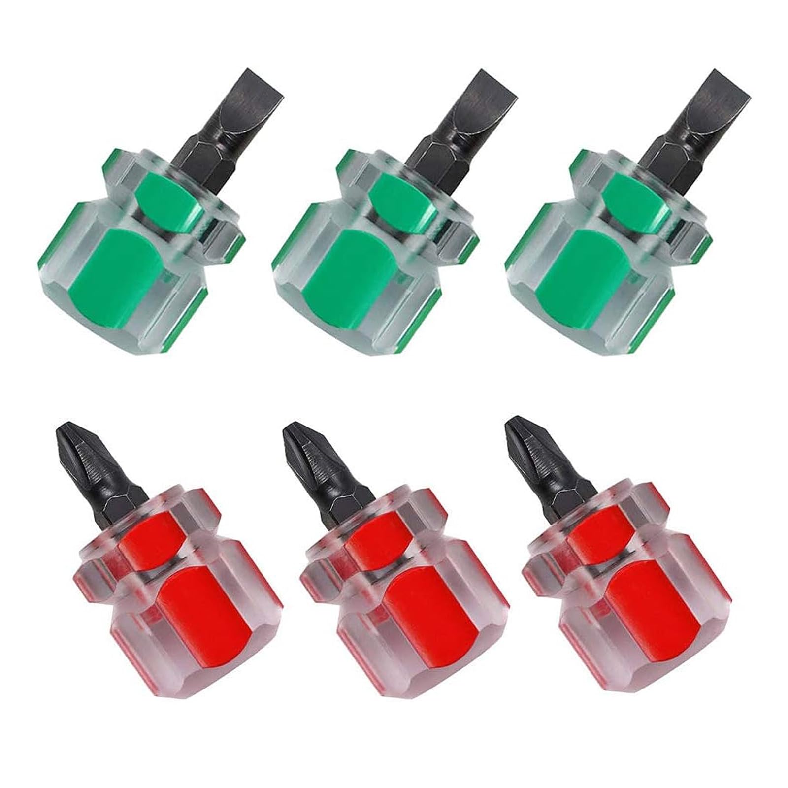 DYRCJ Mini Stubby Screwdriver Set 3Pcs Flat Head and 3Pcs Cross Head Short Screwdrivers for Tight Spaces and Sewing Machine Repair #LDY0825Y0798