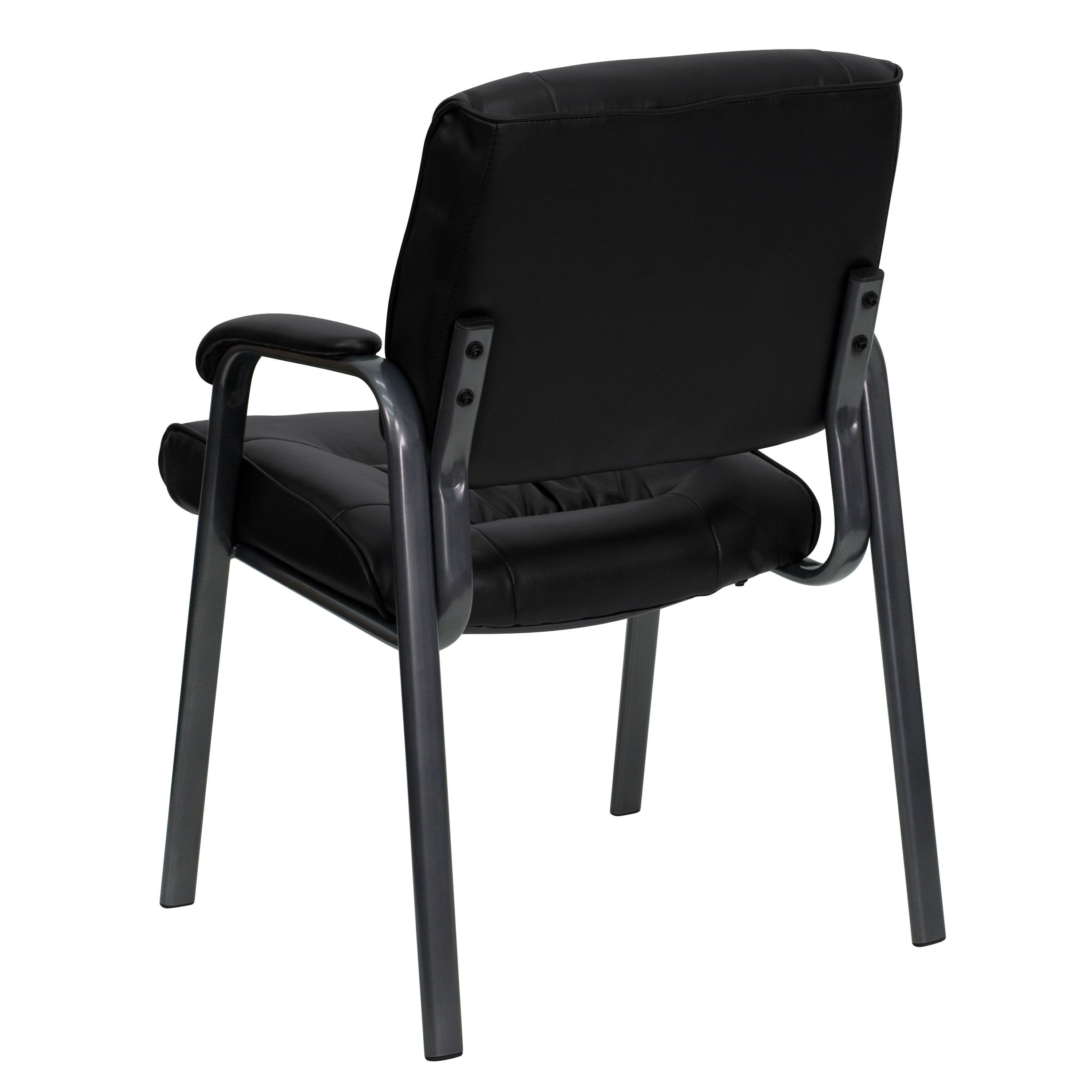 Black Leather Executive Side Chair with Titanium Frame