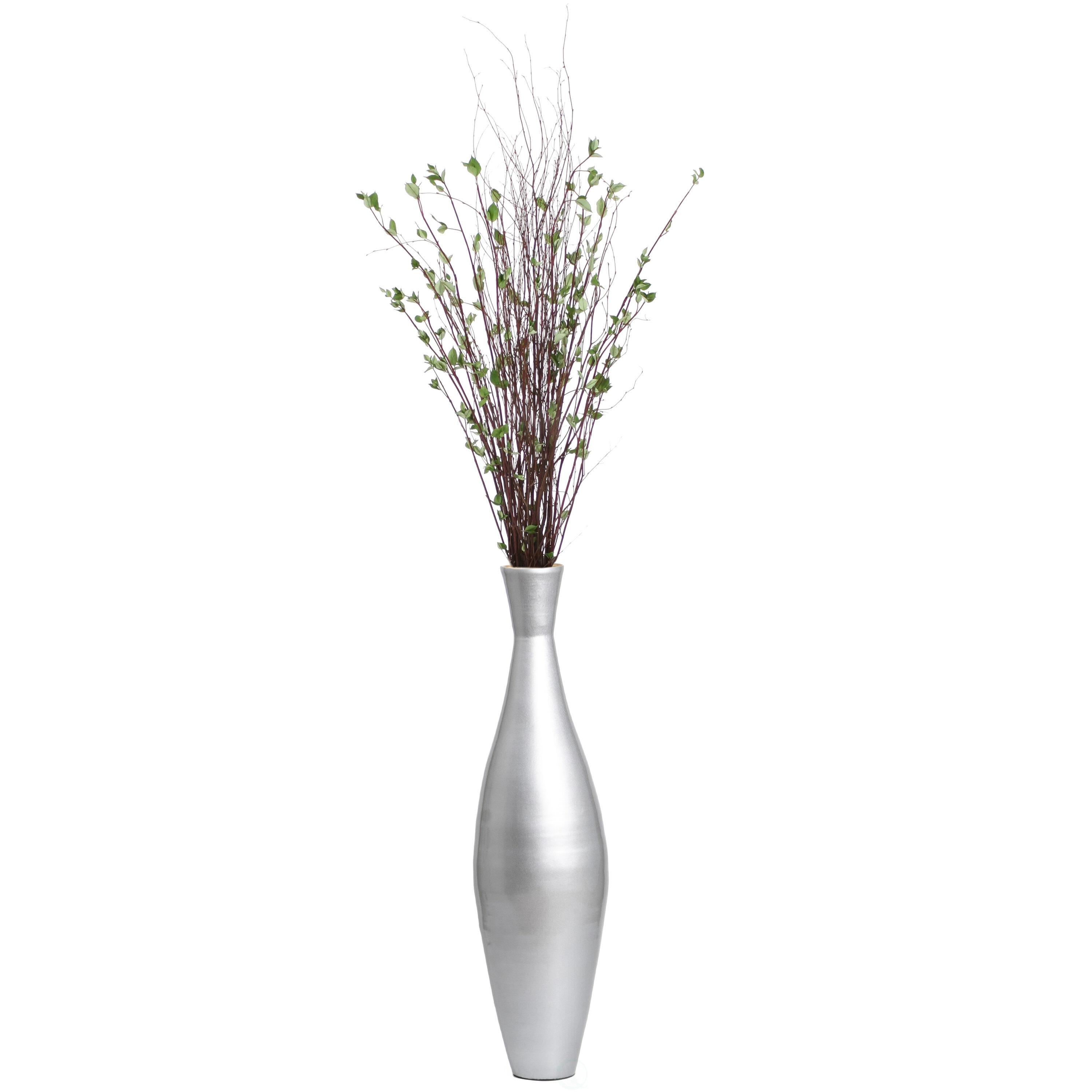 Uniquewise QI003889.SI.S Silver Wood Modern Vase