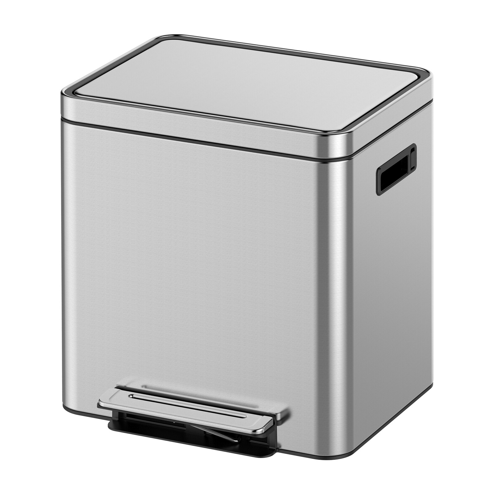Assile 2 x 4 Gallon Stainless Steel Dual Compartment Recycling Bin with ...
