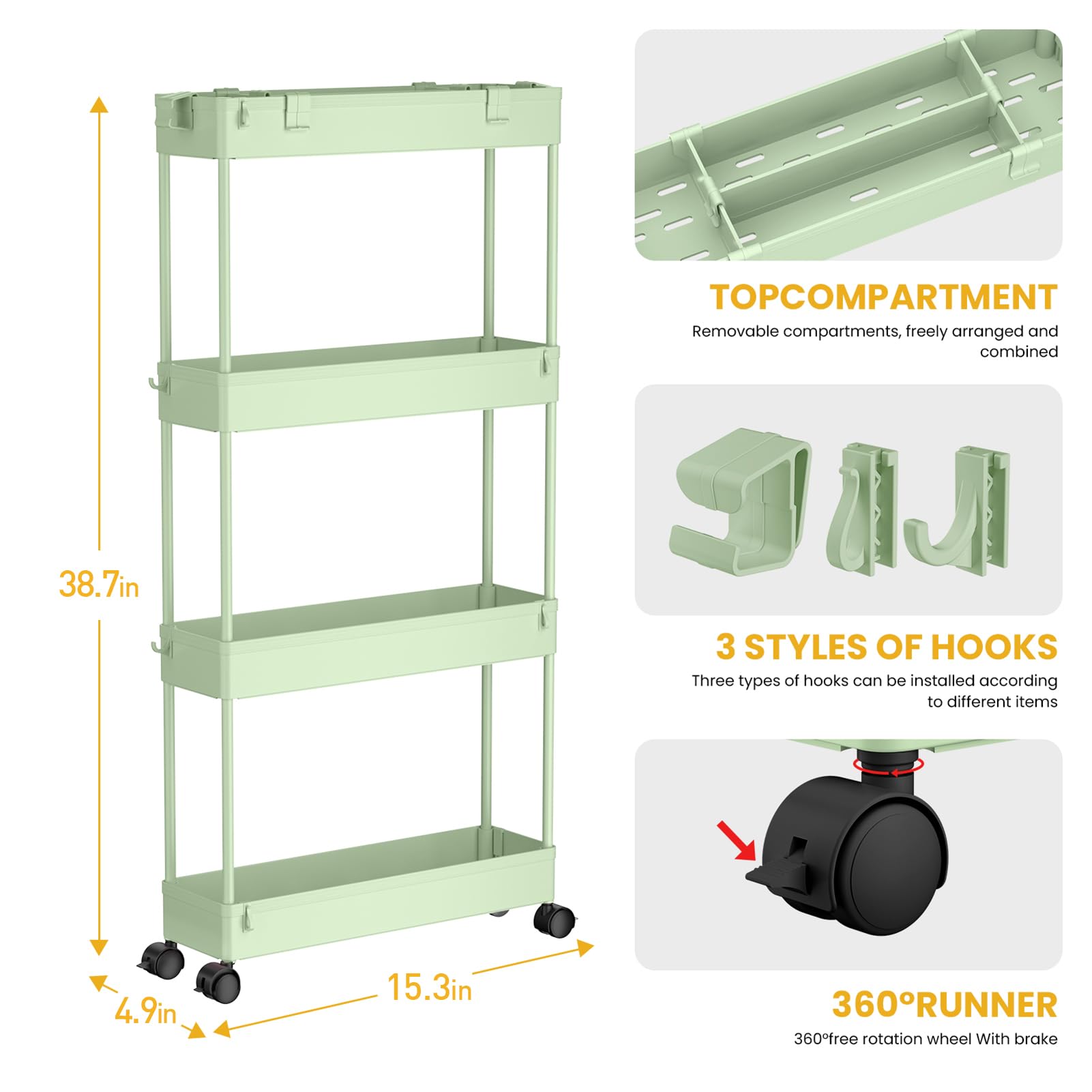 MOUNTO CARTS-001-GREEN Kitchen-Furniture - View #3