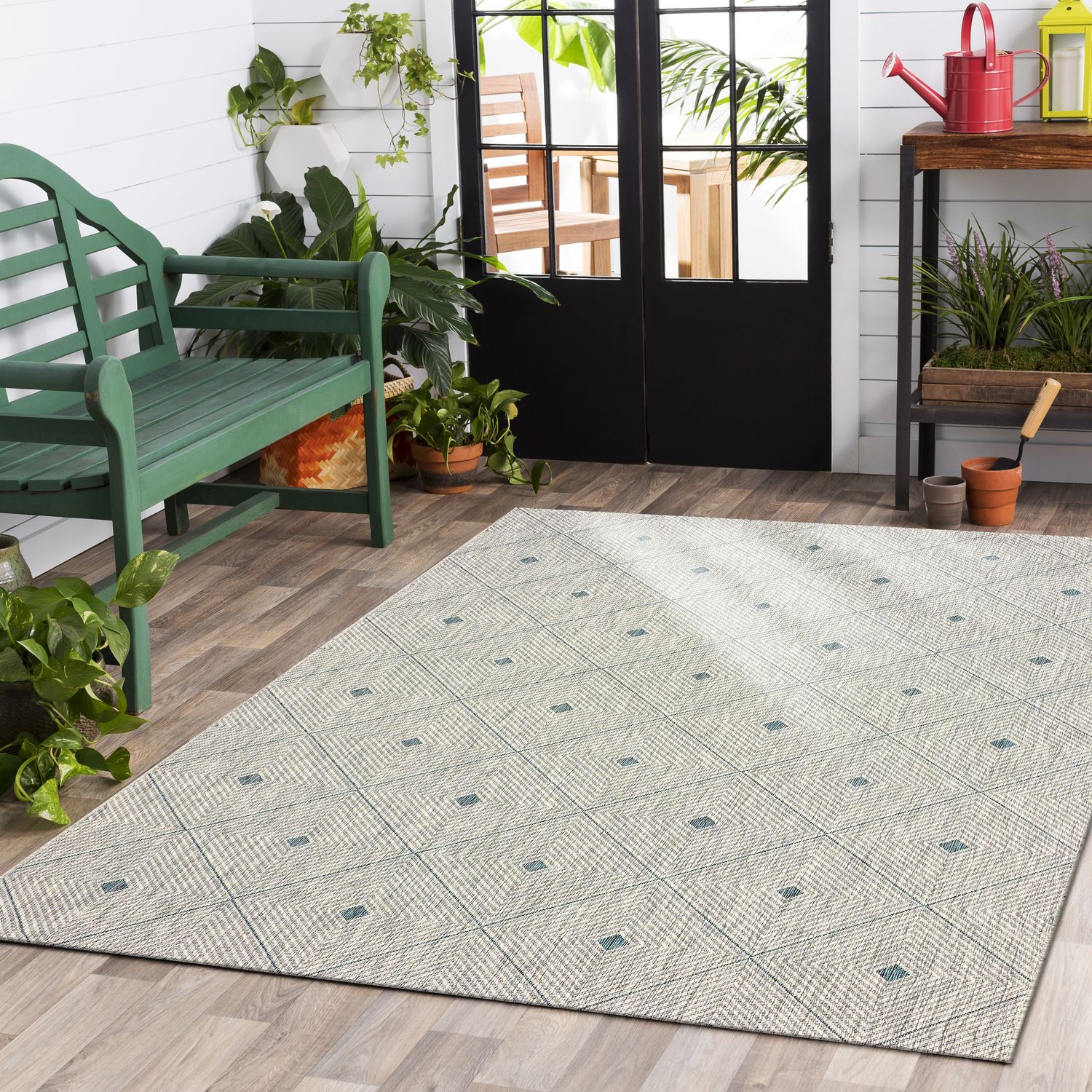 LR Home 3799A7984934J8 5 X 8 Blue / Gray Indoor/Outdoor Geometric Area Rug