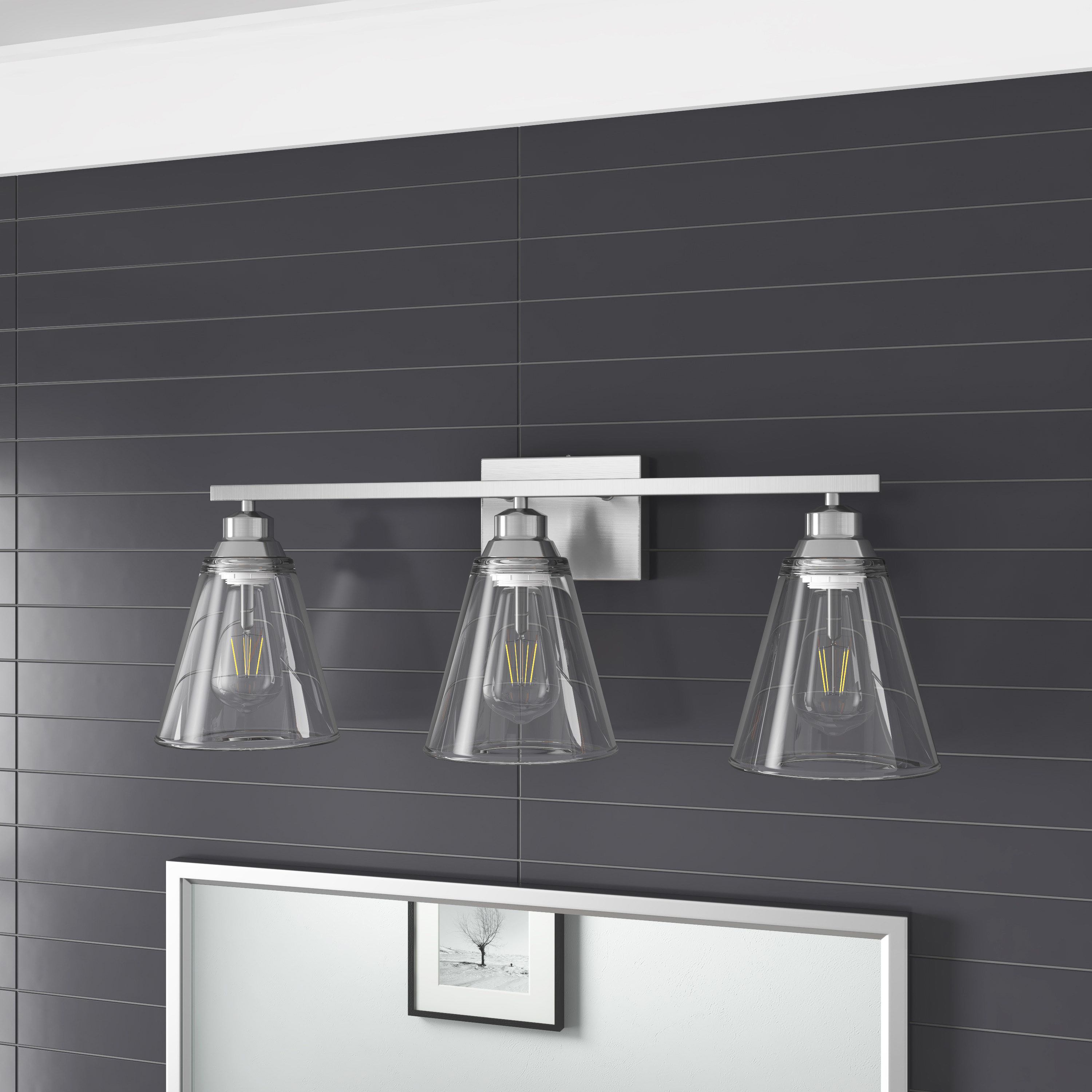 Aiwen HJ5193-3 26.59-in 3 -Light Chrome Modern/contemporary Vanity light