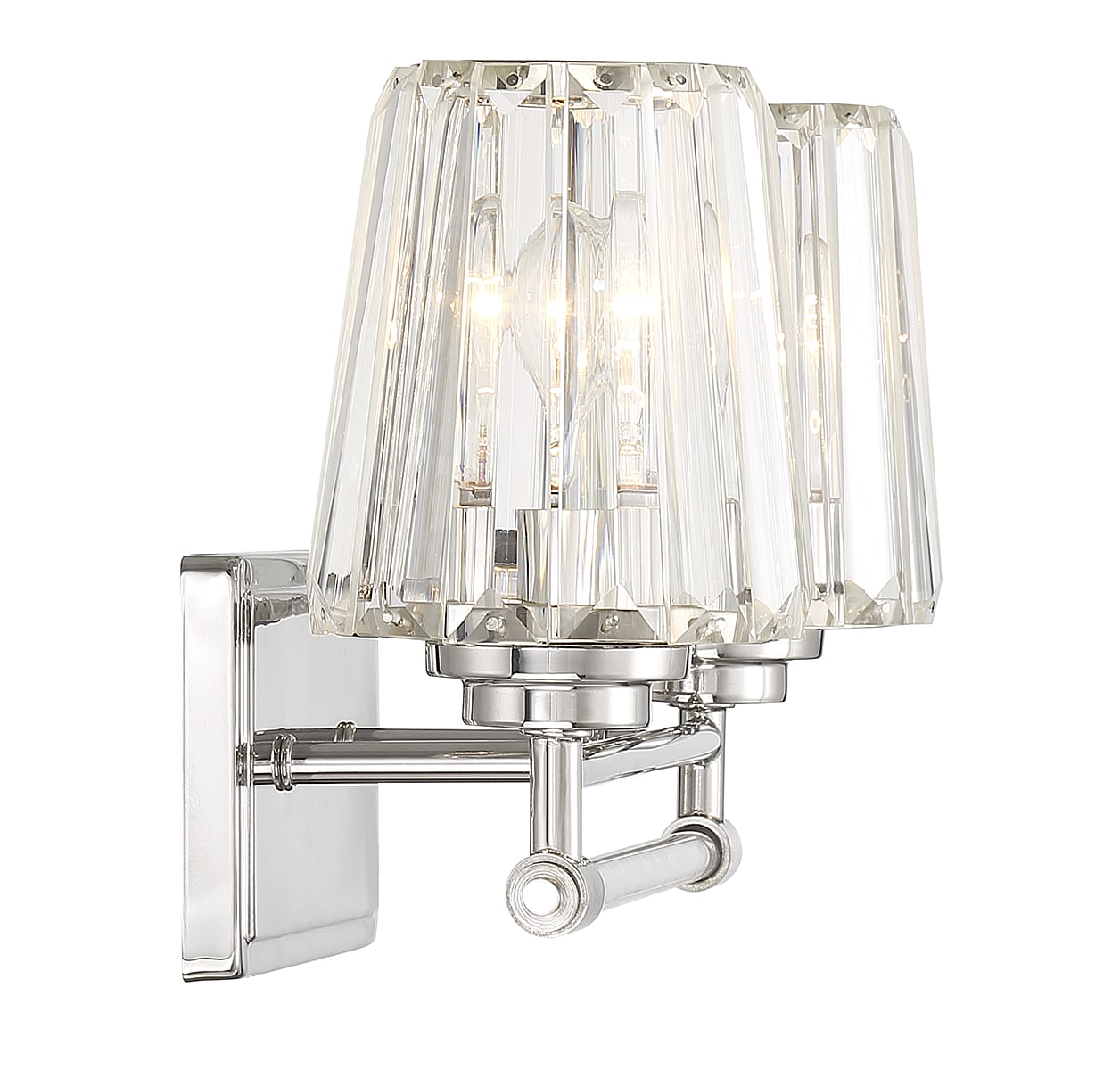 Polished Nickel 2-Light Vanity with Clear Crystal Shades