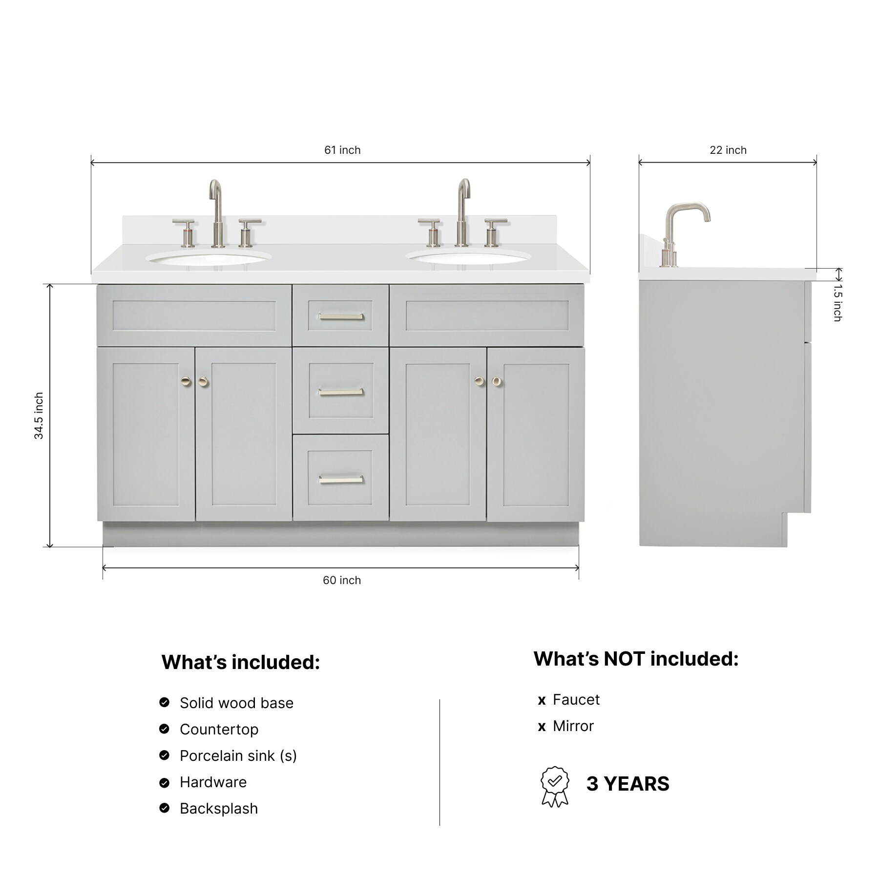 ARIEL F061DWQOVOGRY Bath-Vanity-Combo - View #4