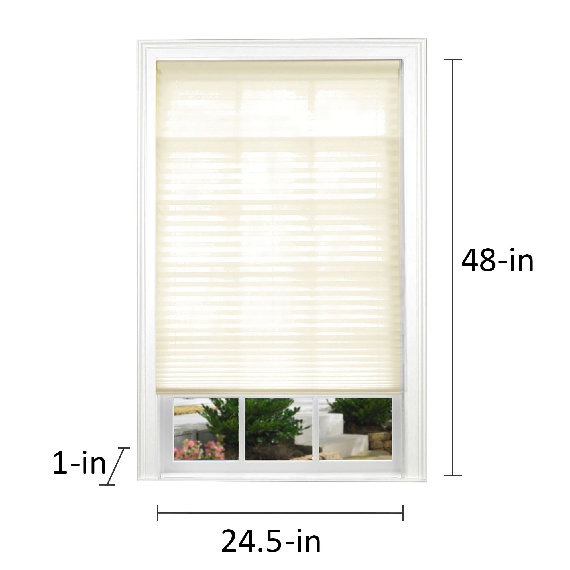 allen + roth 24.5-in x 48-in Ecru Light Filtering Cordless Pleated ...