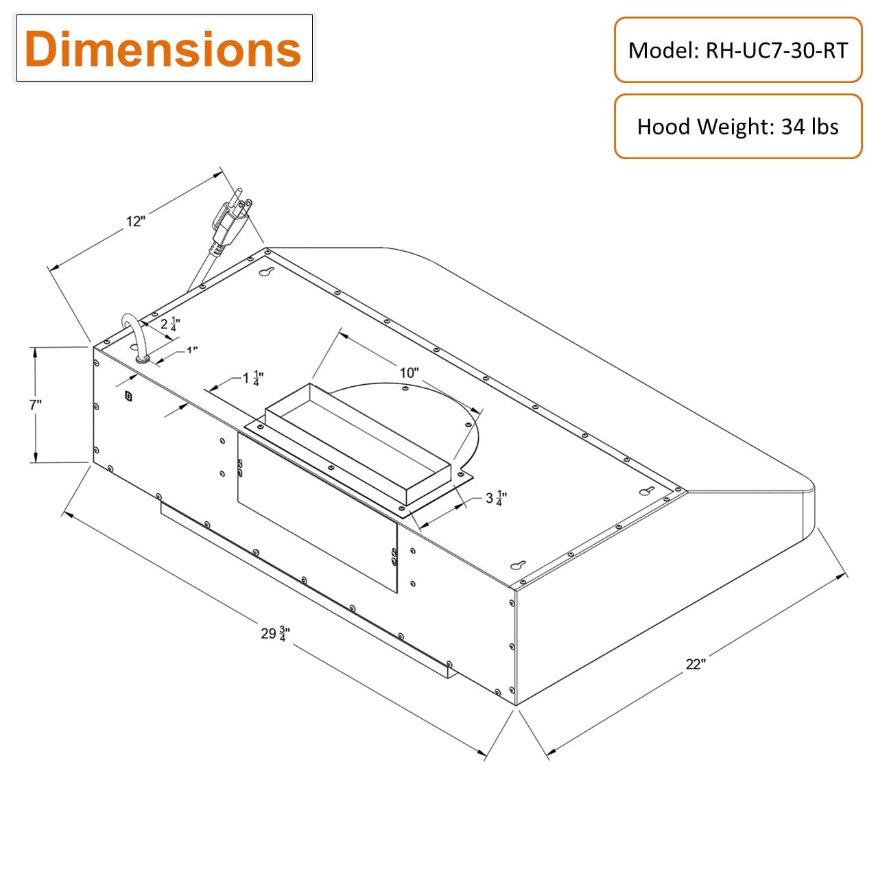Awoco RH-UC7-30-RT Undercabinet-Range-Hoods - View #7