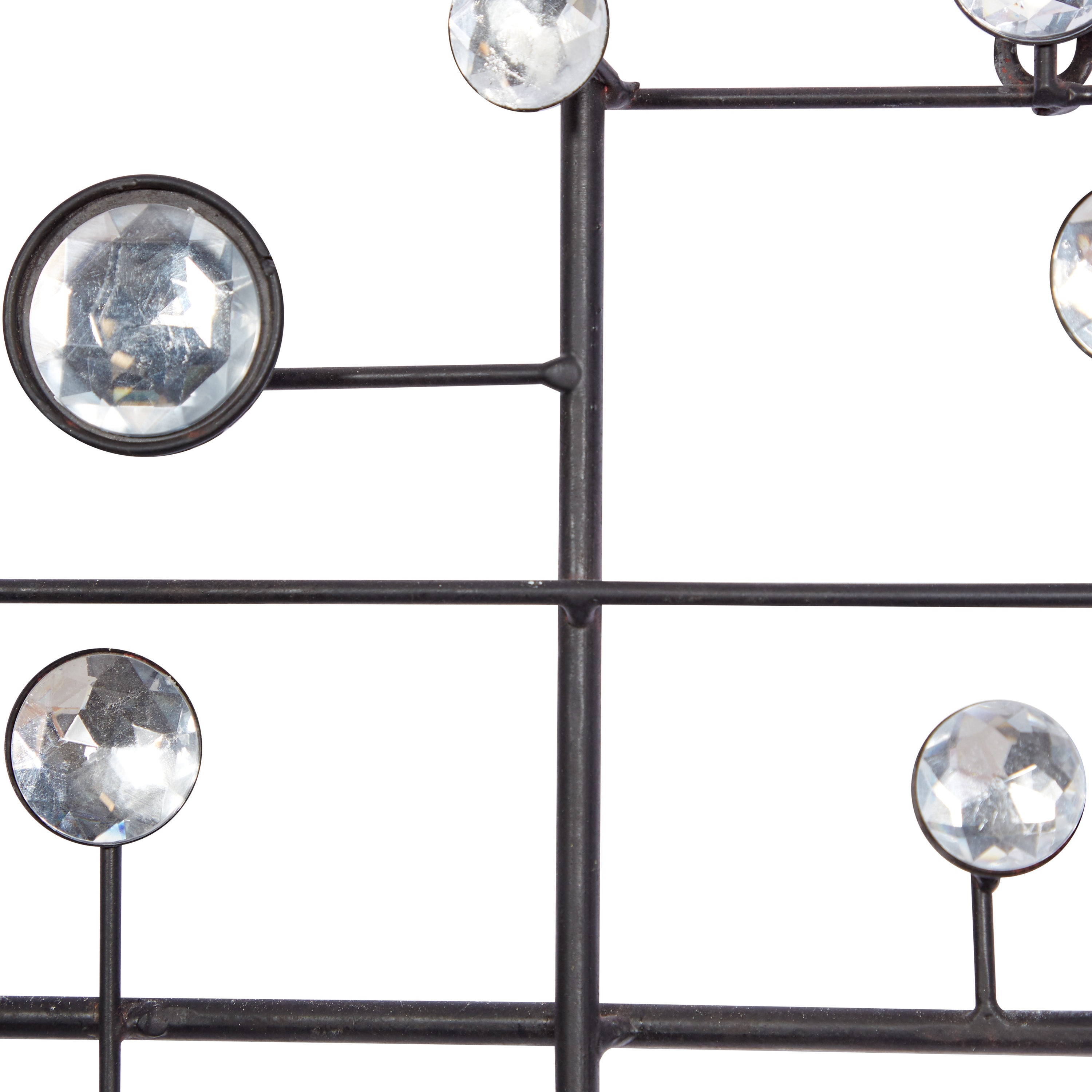 Silver Geometric Metal Wall Sculpture with Glass Beads
