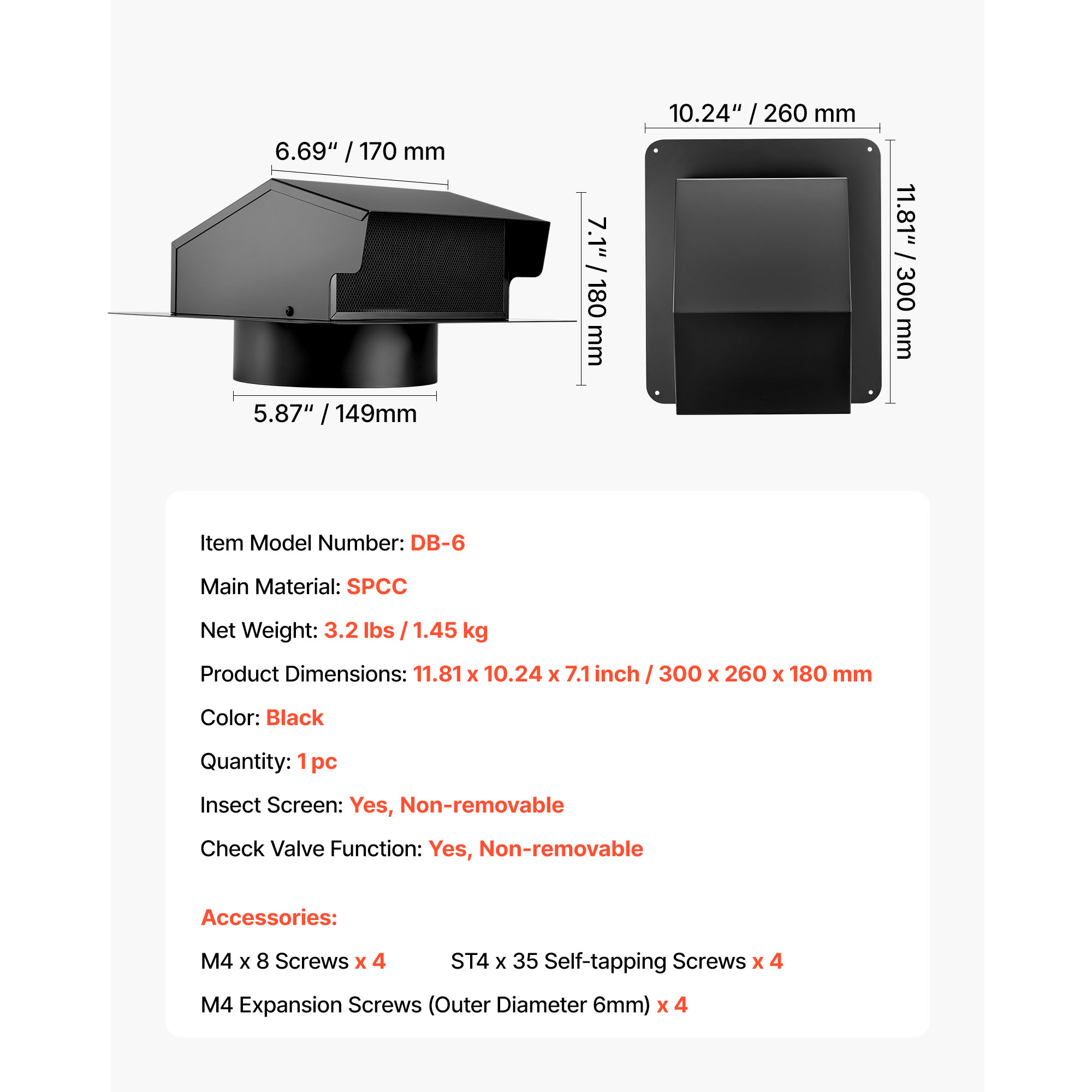 VEVOR QBPQTFKZSFX68VX601V0 grilles - View #8