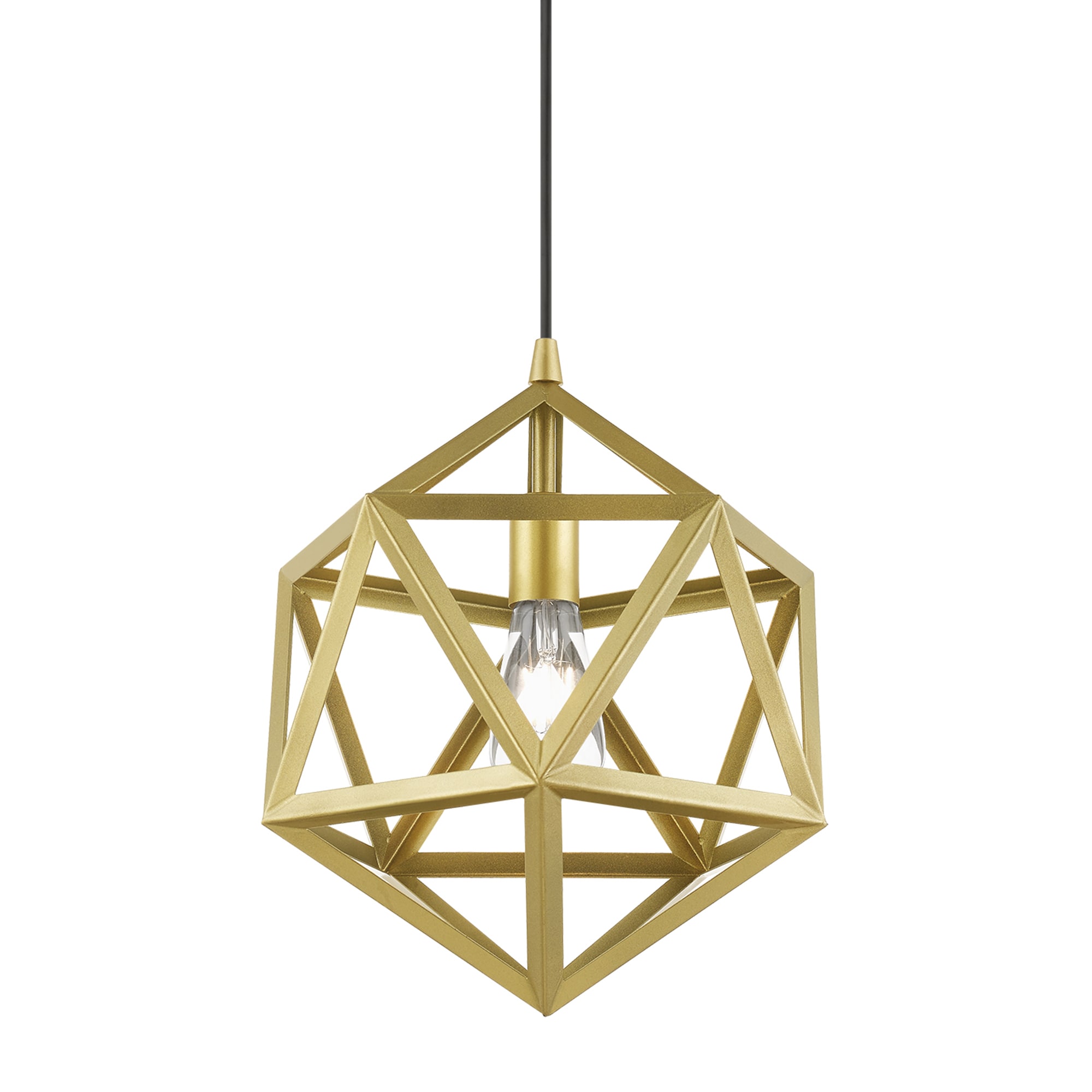 Soft Gold Glass Mini Pendant Light with Metal Shade