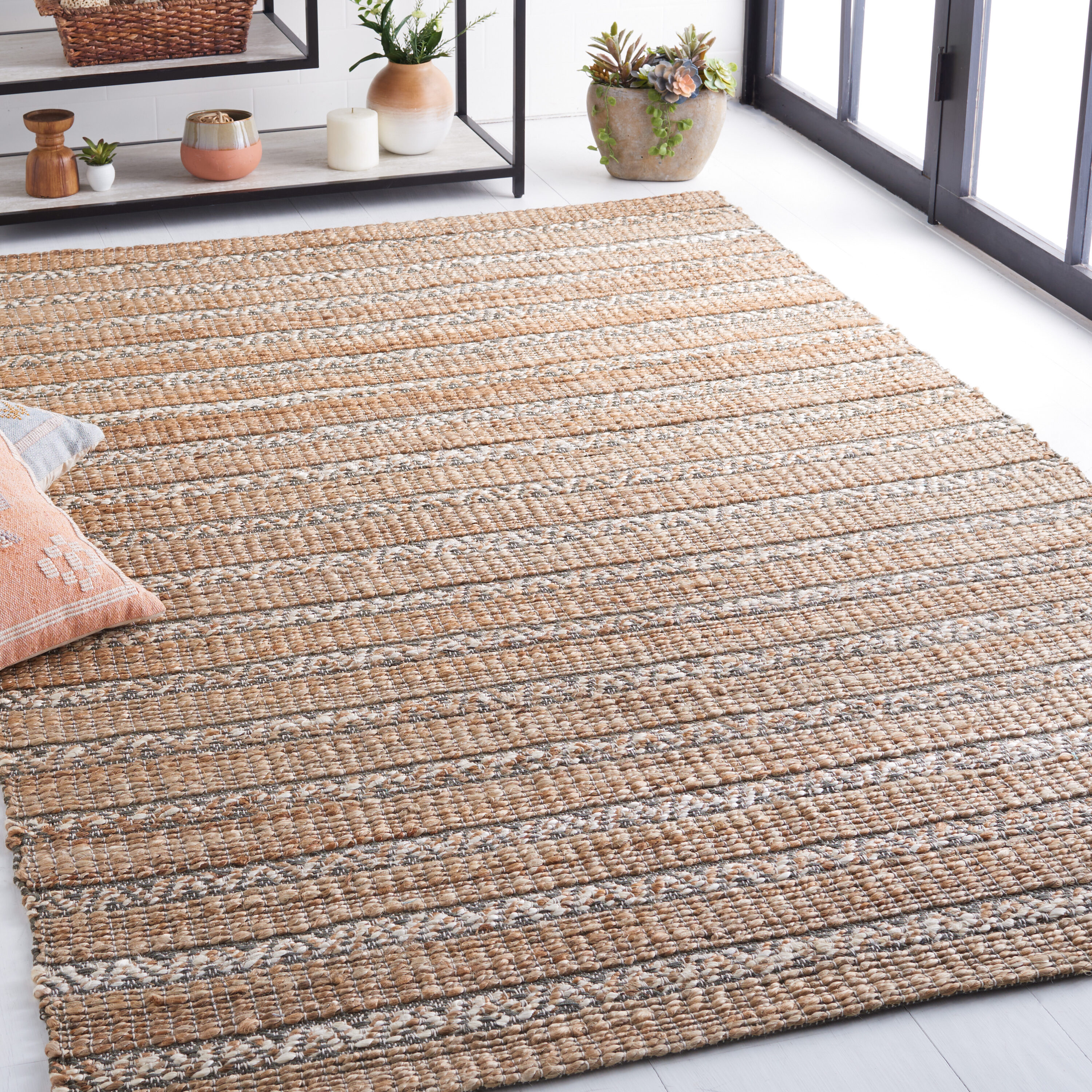  Natural Fiber 655 Olive/Natural Bohemian 4ft x 6ft Small Rectangle Rug