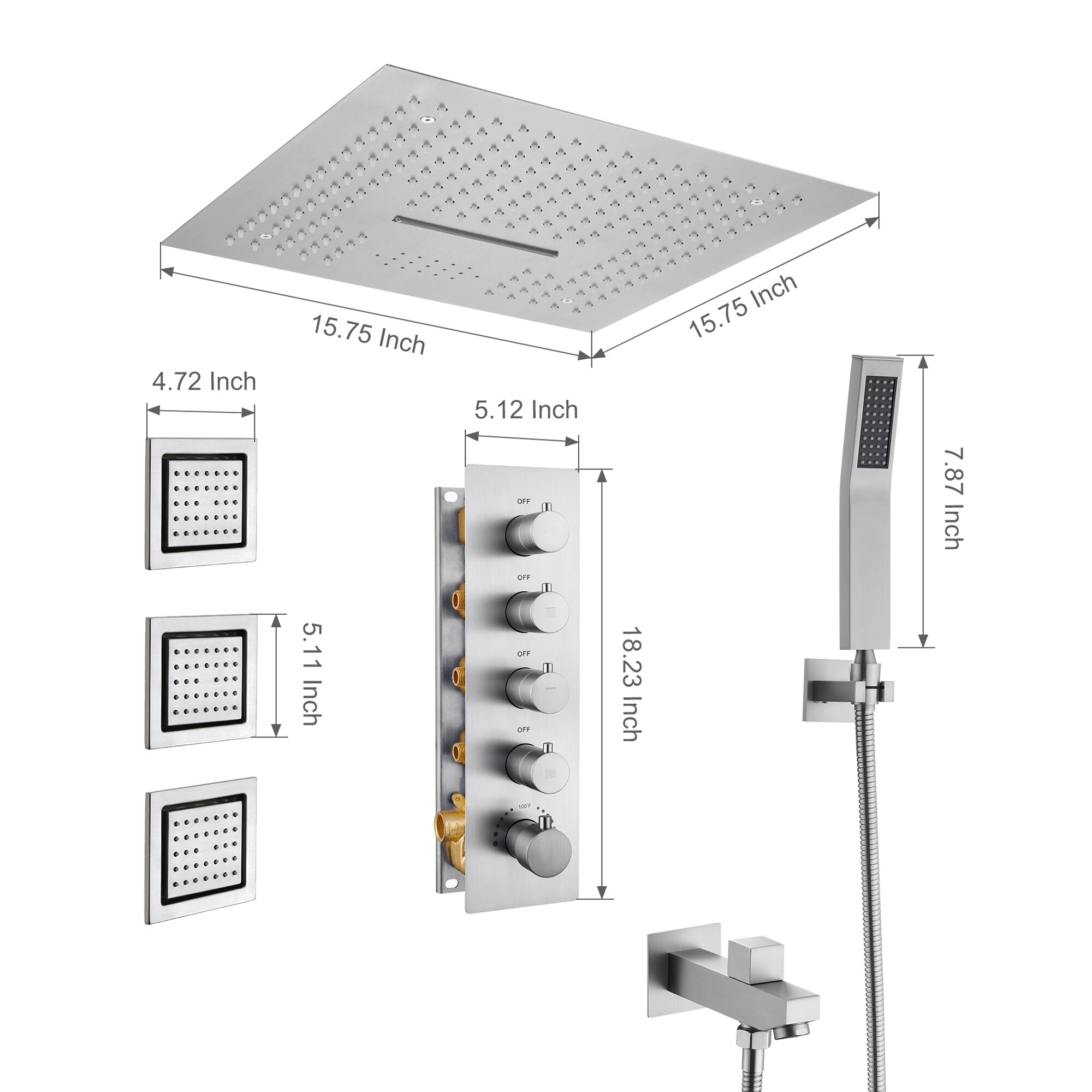 CASAINC WE-SS11MB Showerhead-Bar-Panels - View #11