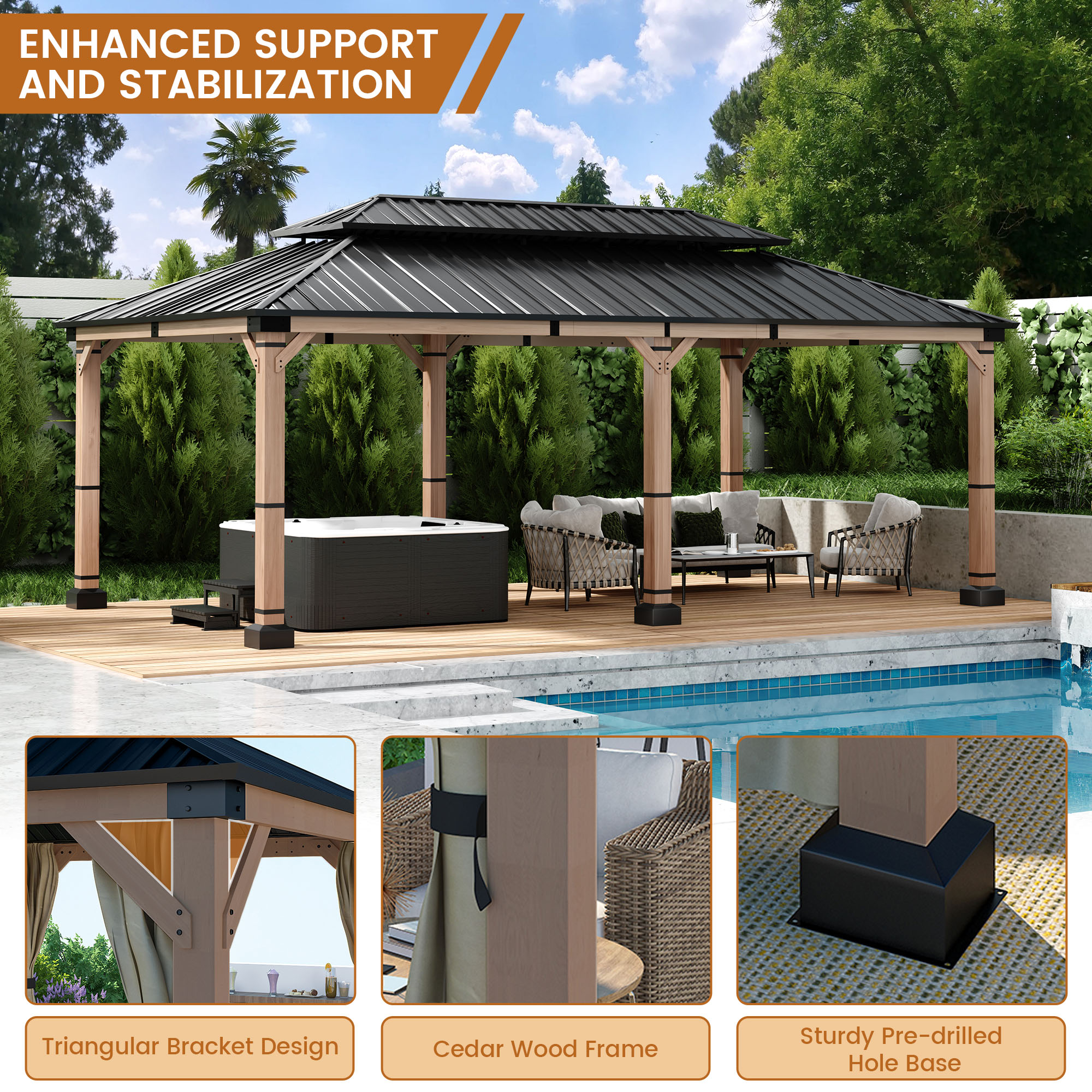 Clihome CL-M1220140 Wood-Resin-Gazebos - View #8