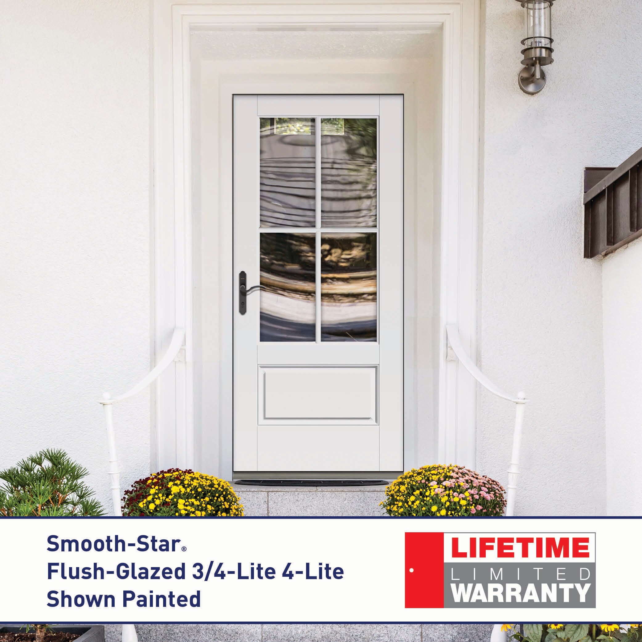 Therma-Tru Entry Door 36-in x 80-in x 4-9/16-in Fiberglass 3/4 lite Right-hand inswing Unfinished Prehung Front Door Insulating core