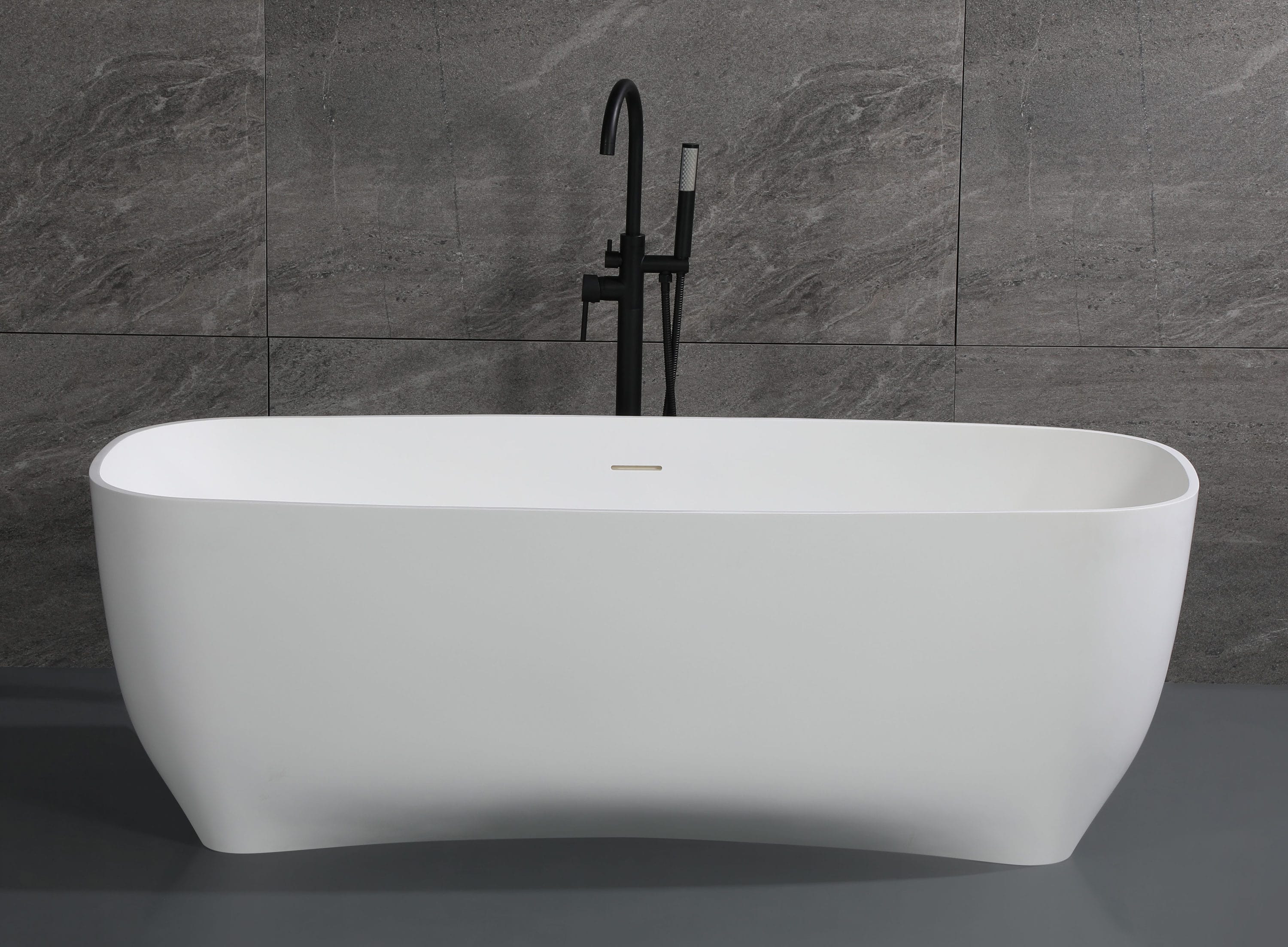 ALFI AB9980 29.75-in x 68.4-in White Matte Polyresin Rectangular Freestanding Soaking bathtub with Drain ( Center Drain )