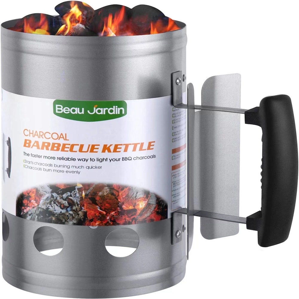 Charcoal Chimney Starter 15-in W Silver Barrel Charcoal Grill | - Beau Jardin BBQ0081