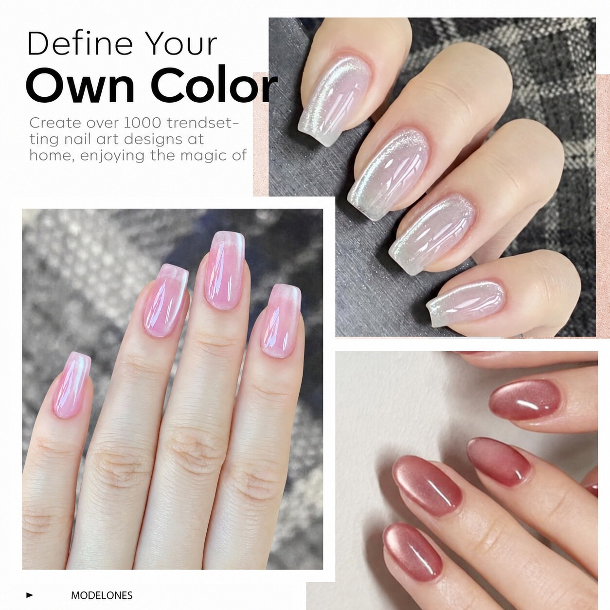 Yichuhaoxi 6 Color Nude Pink Silver Cat Eye Gel Nail Polish Set