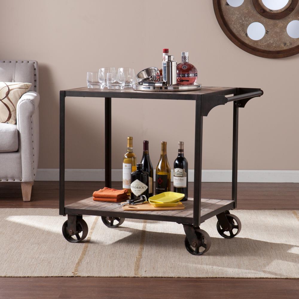 Boston Loft Furnishings Gray Wood Base with Wood Top Kitchen Cart (20.5-in x 34.25-in x 30-in) Boston Loft Furnishings Gray Wood Base with Wood Top Kitchen Cart (20.5-in x 34.25-in x 30-in)